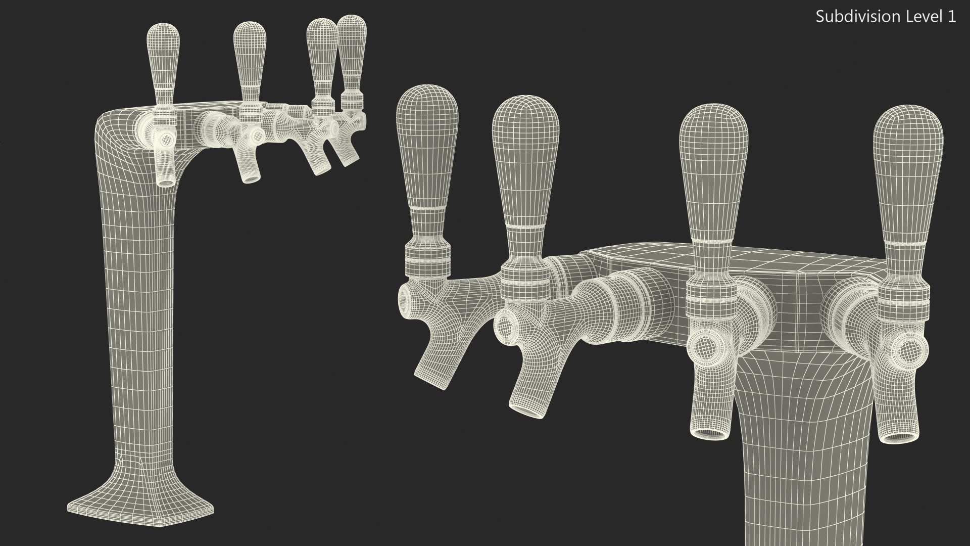 3D model Four Tap Brass Beer Tower