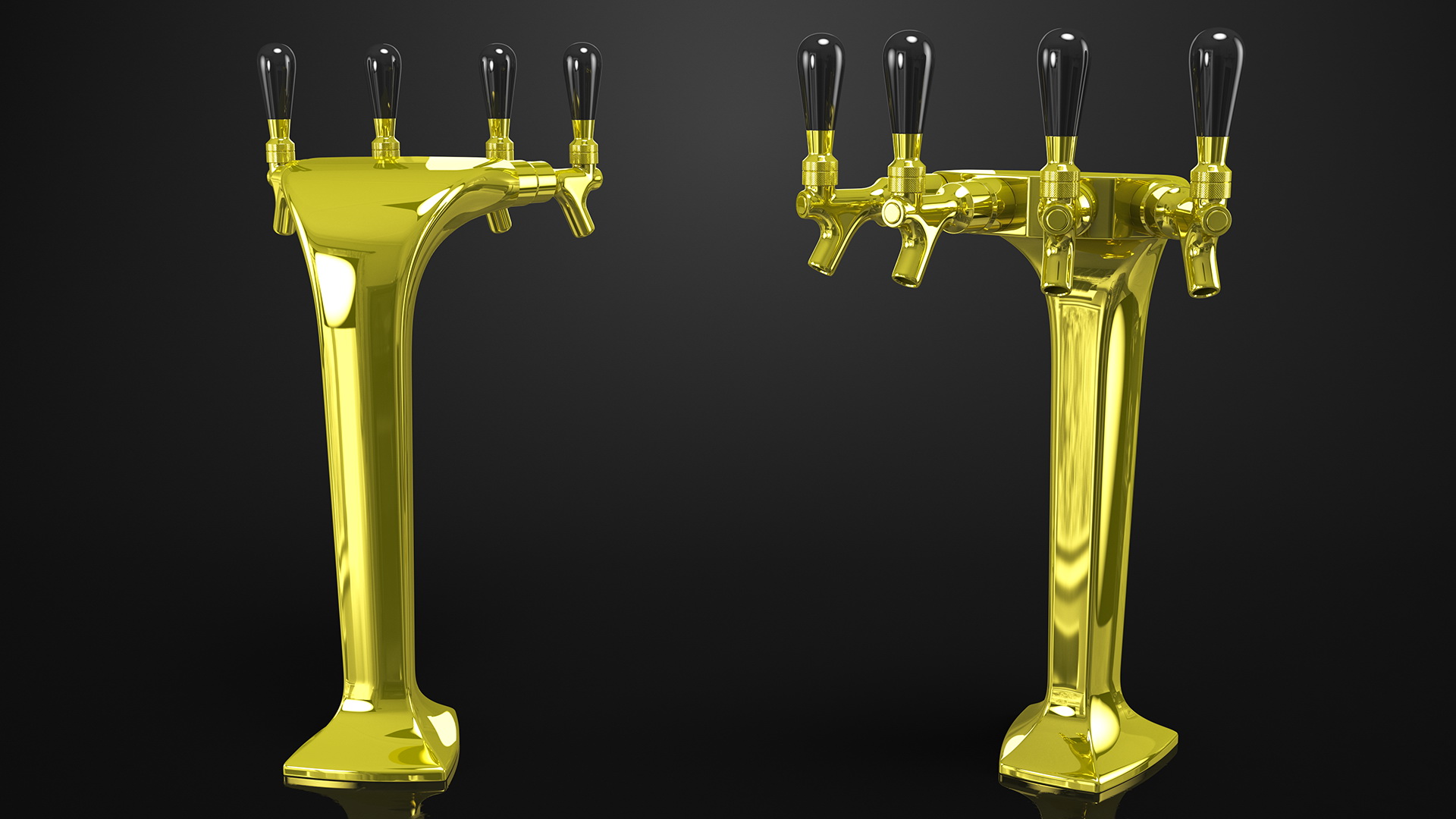 3D model Four Tap Brass Beer Tower