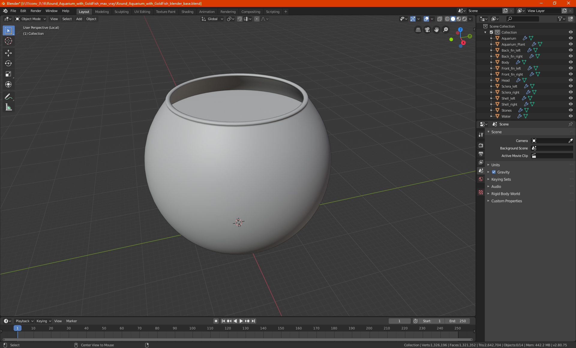 3D Round Aquarium with GoldFish model