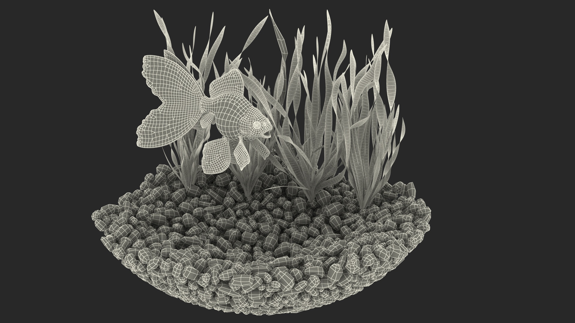 3D Round Aquarium with GoldFish model