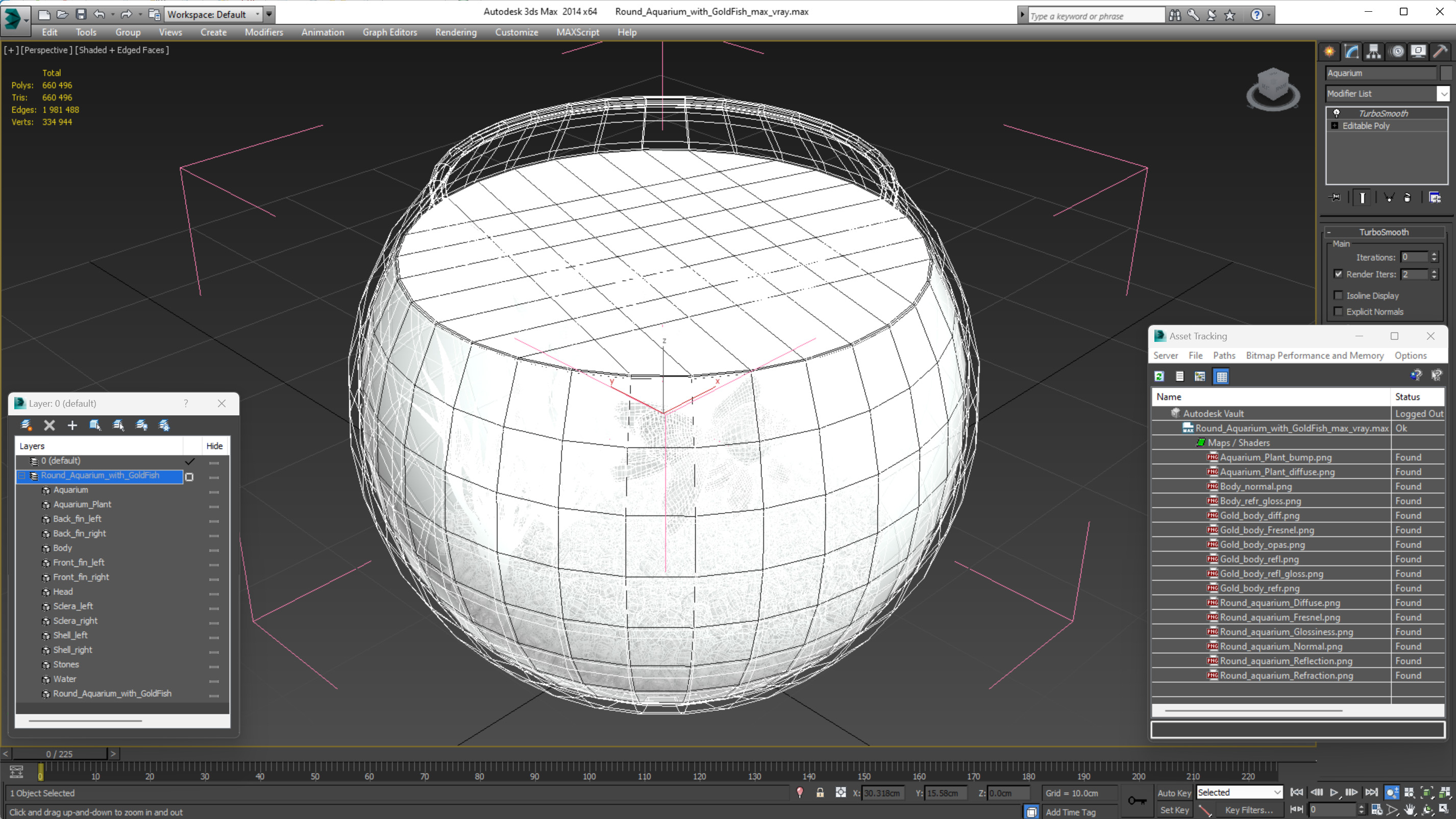 3D Round Aquarium with GoldFish model