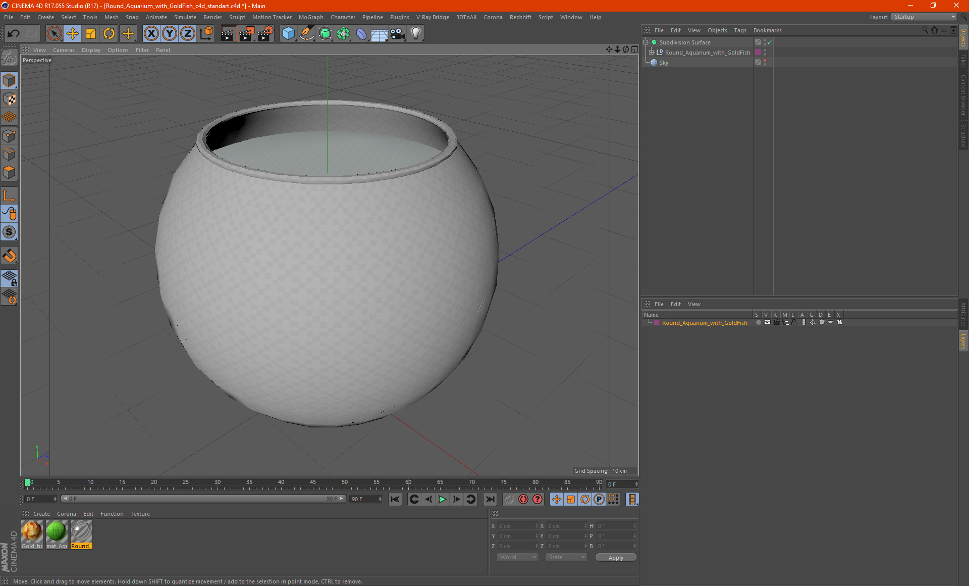 3D Round Aquarium with GoldFish model