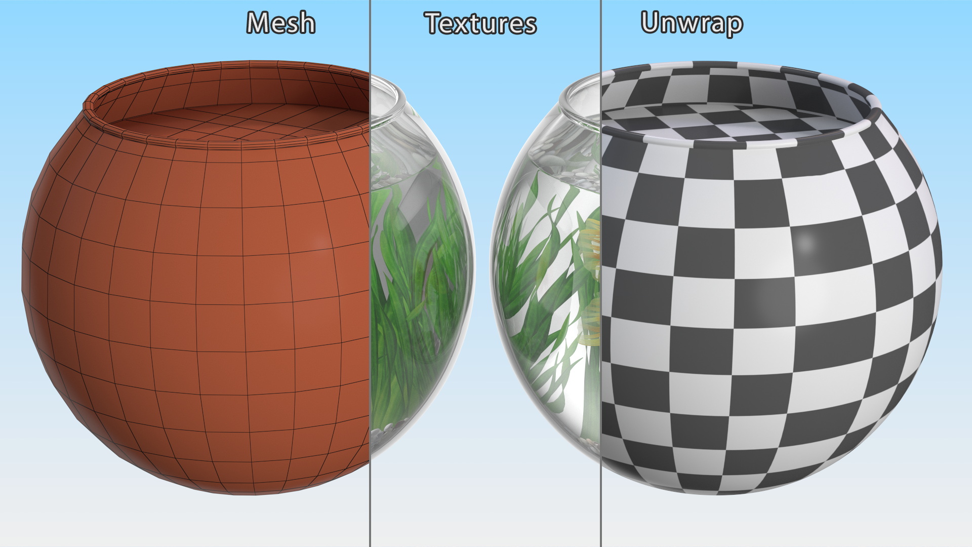 3D Round Aquarium with GoldFish model
