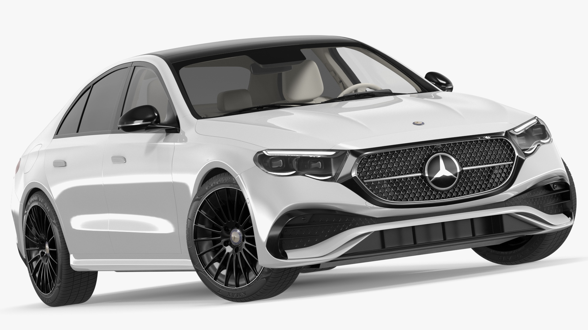 Mercedes E-class White Color Rigged for Cinema 4D 3D model