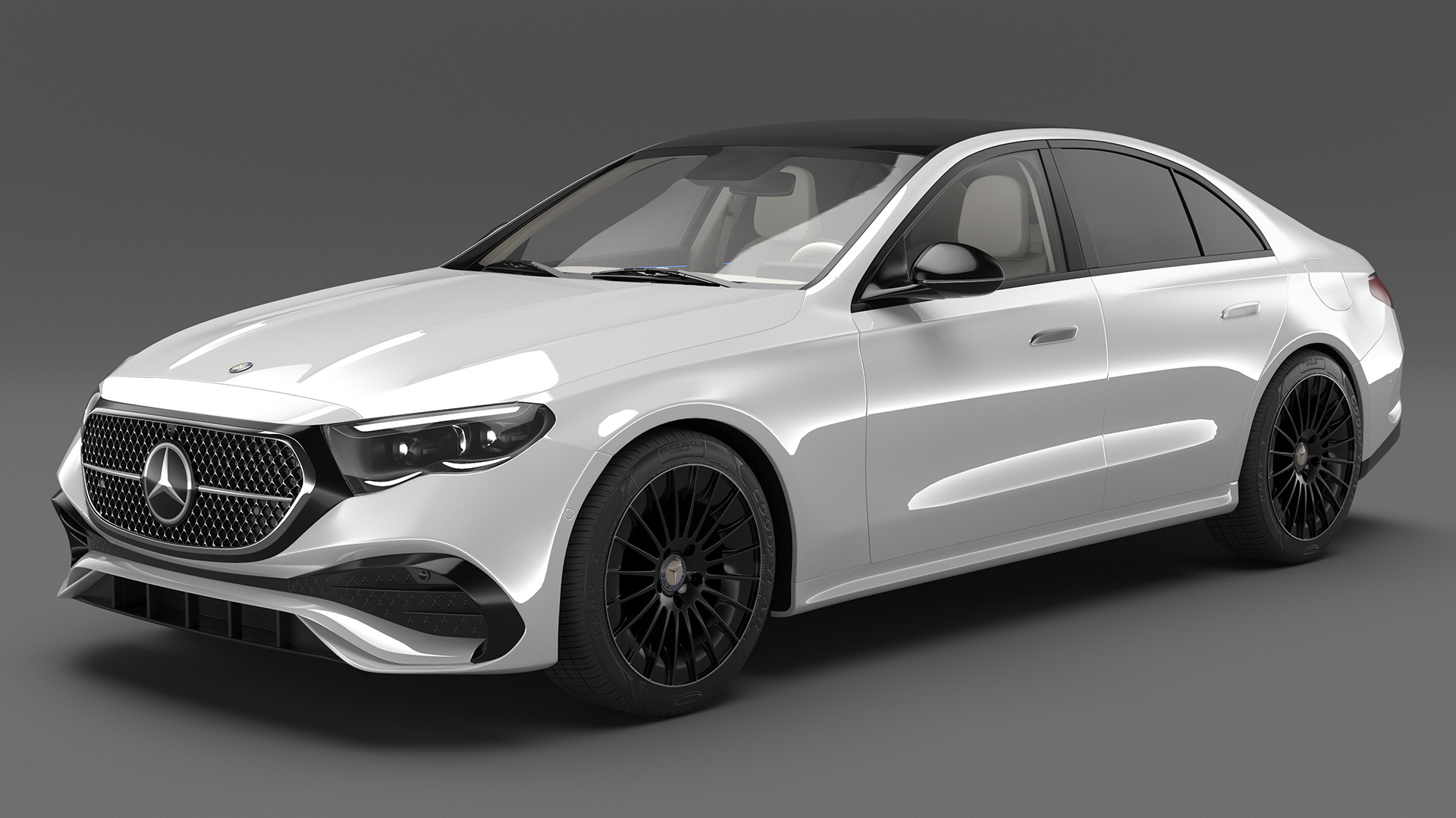 Mercedes E-class White Color Rigged for Cinema 4D 3D model