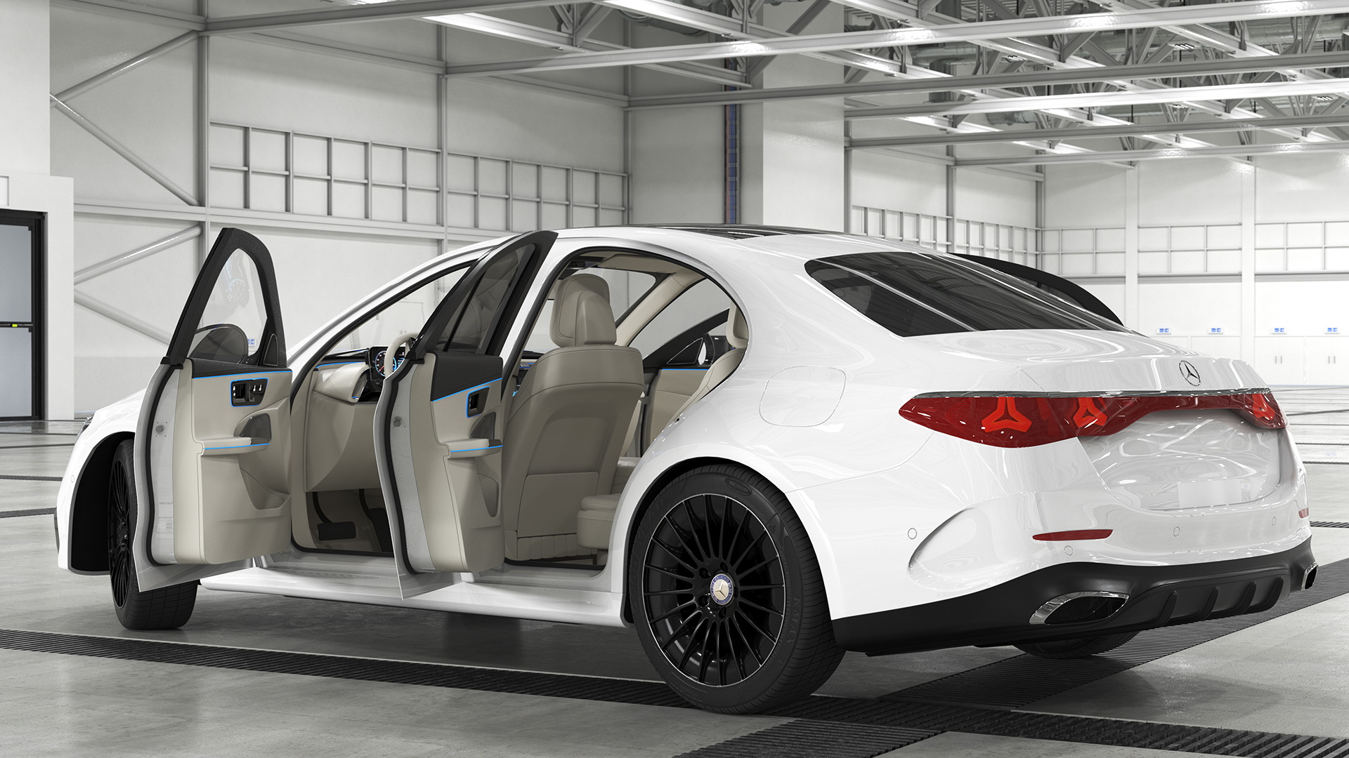 Mercedes E-class White Color Rigged for Cinema 4D 3D model