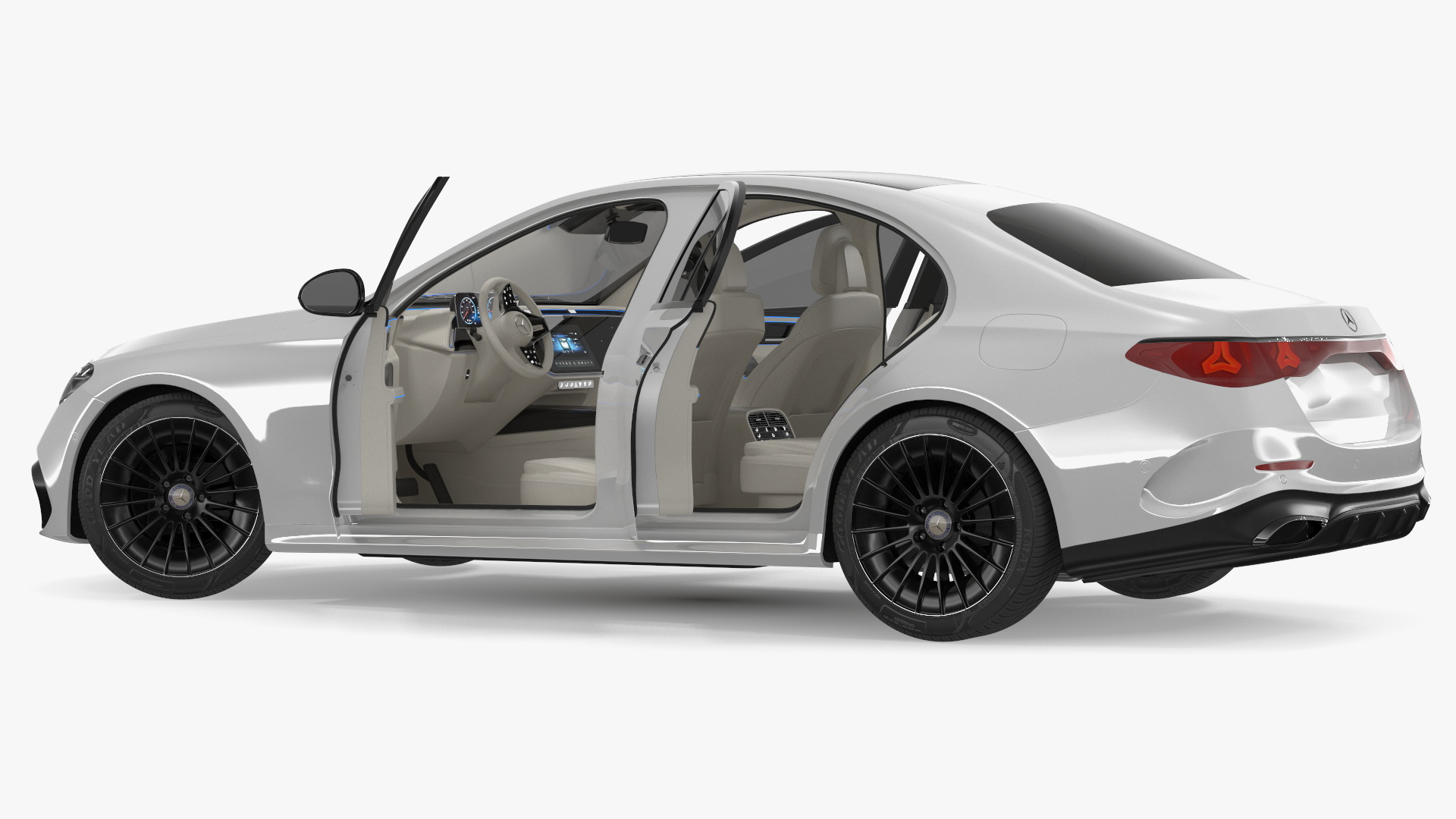 Mercedes E-class White Color Rigged for Cinema 4D 3D model