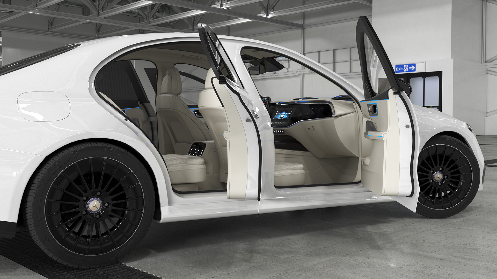 Mercedes E-class White Color Rigged for Cinema 4D 3D model
