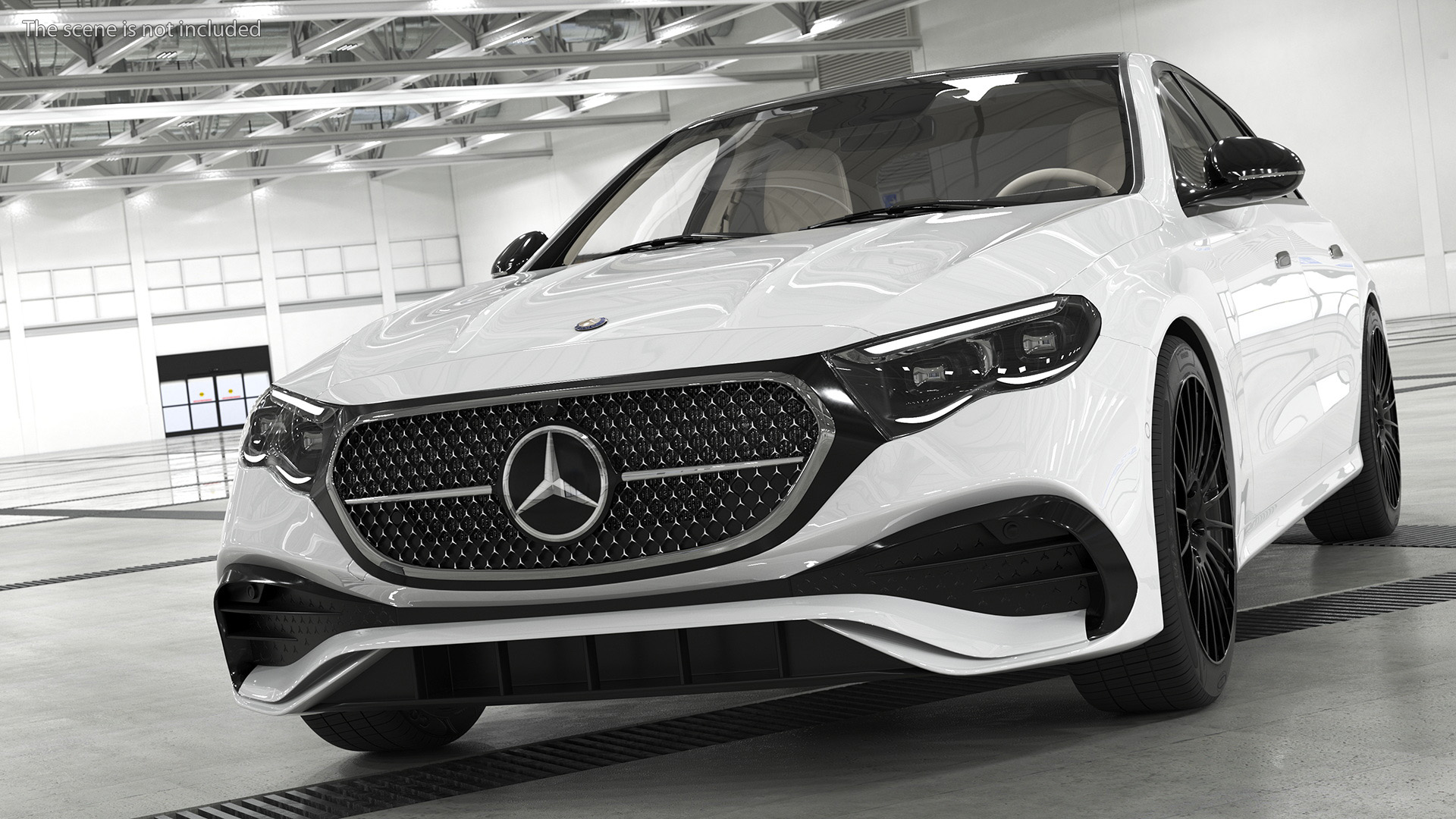 Mercedes E-class White Color Rigged for Cinema 4D 3D model