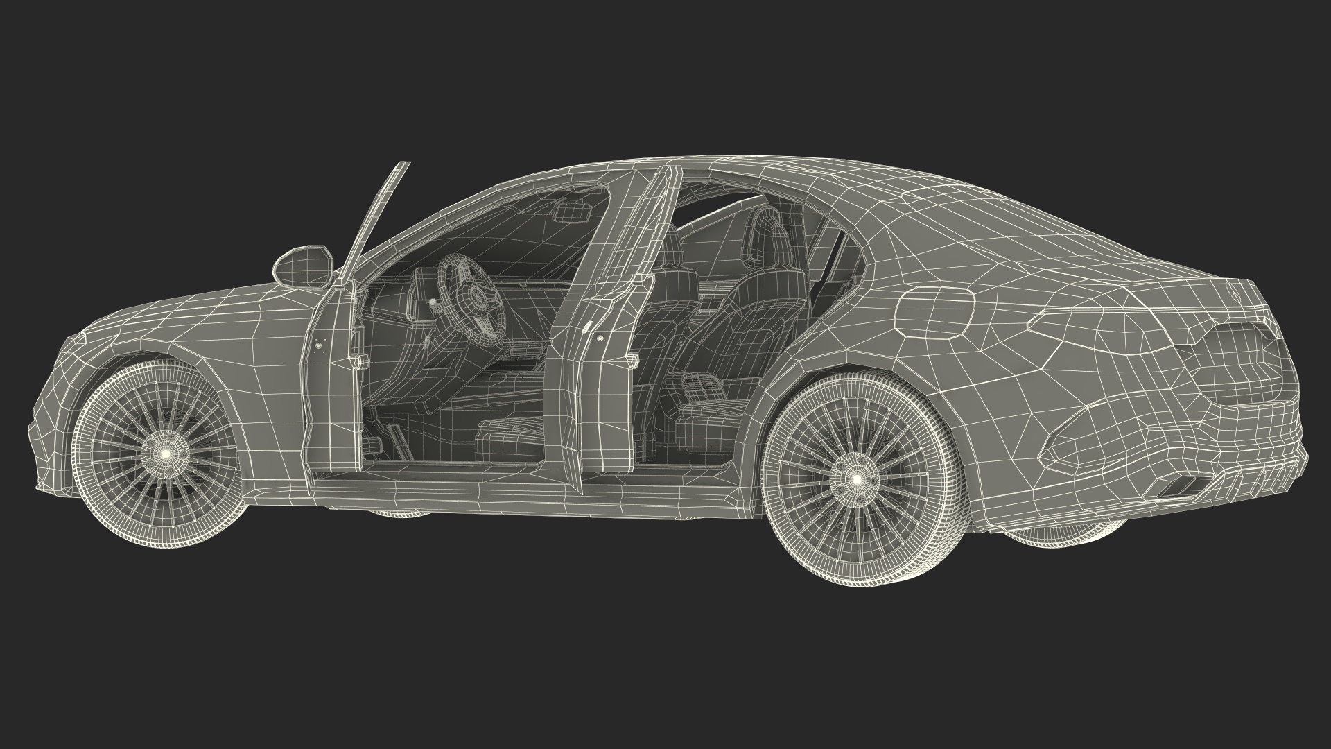 Mercedes E-class White Color Rigged for Cinema 4D 3D model