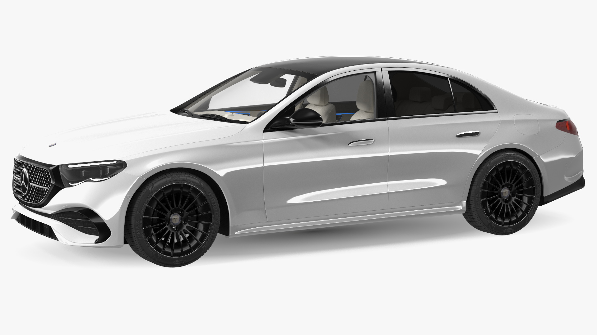 Mercedes E-class White Color Rigged for Cinema 4D 3D model
