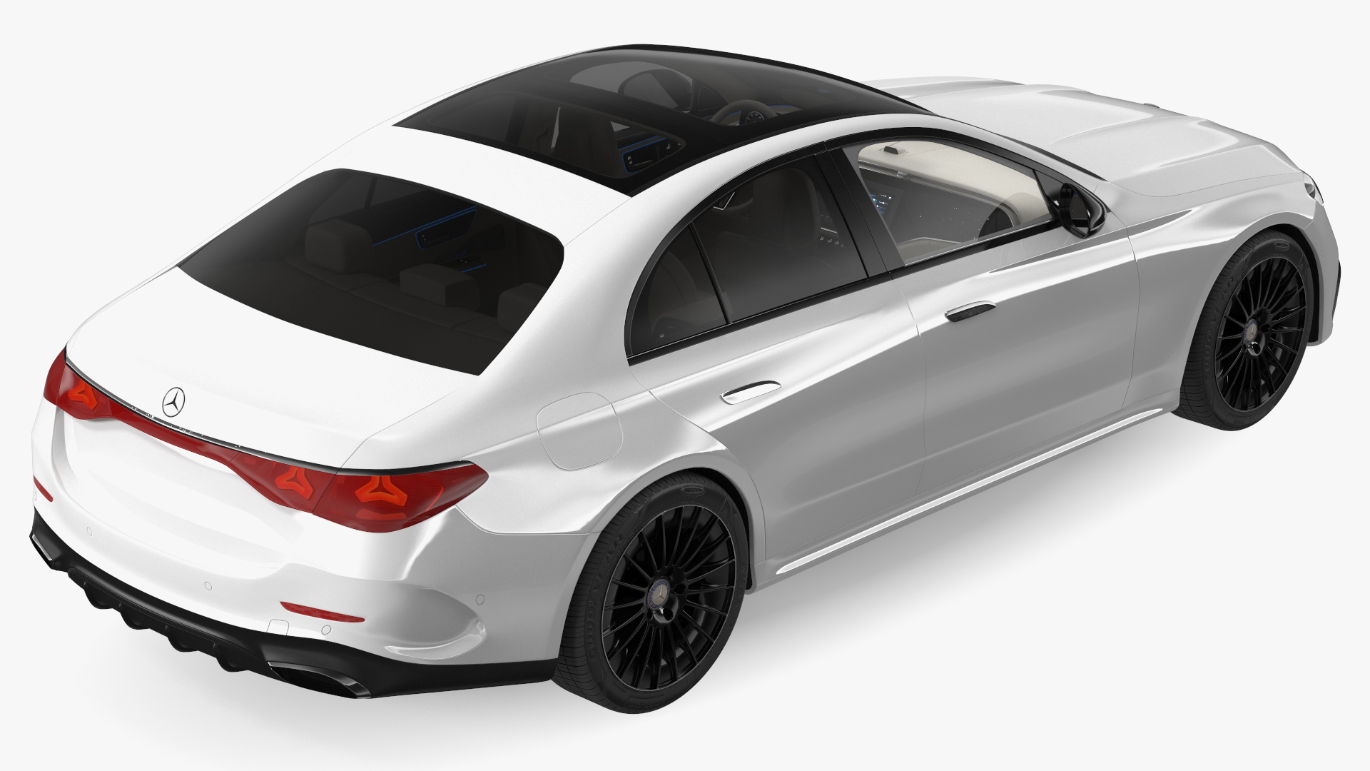 Mercedes E-class White Color Rigged for Cinema 4D 3D model