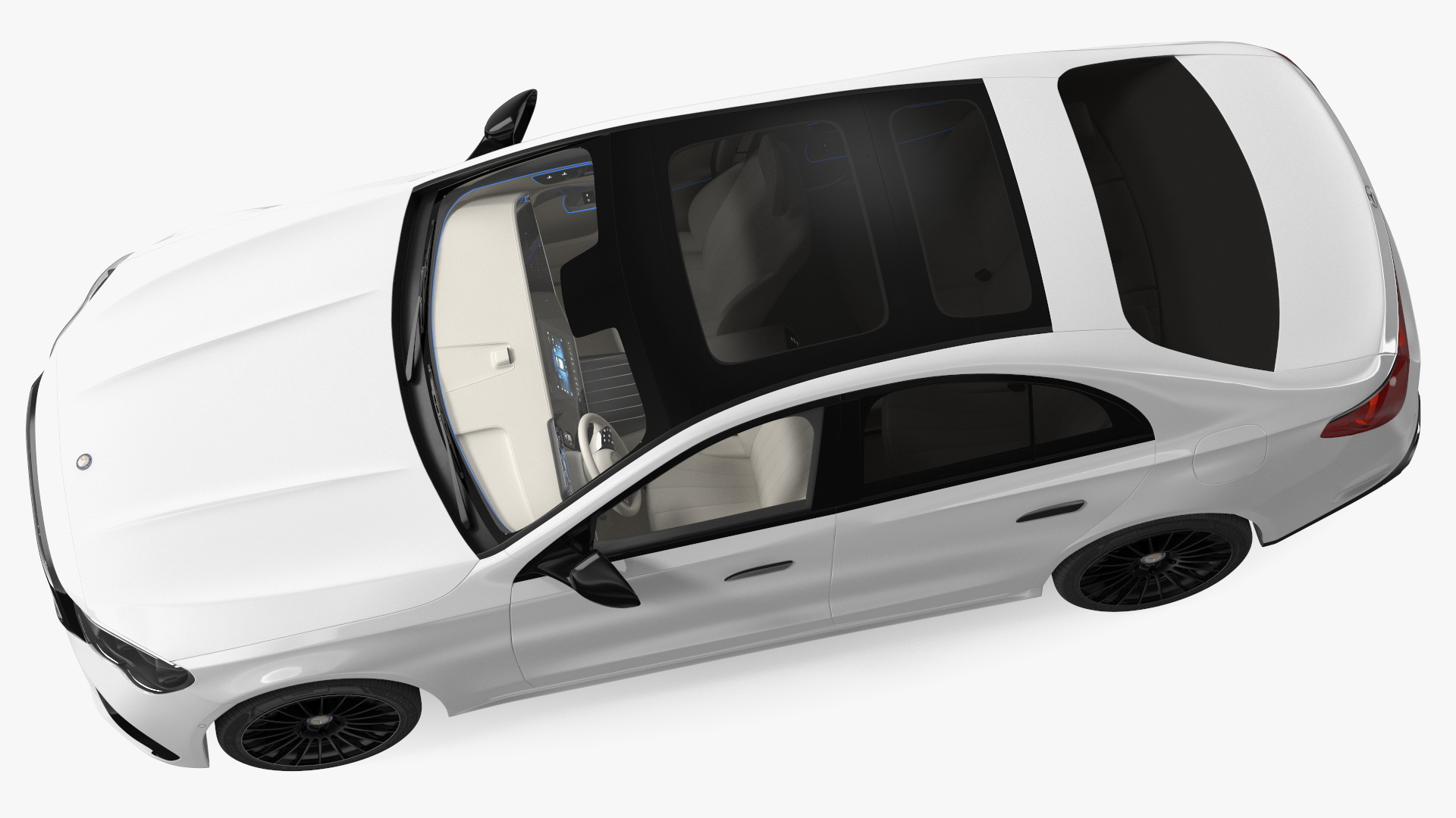 Mercedes E-class White Color Rigged for Cinema 4D 3D model