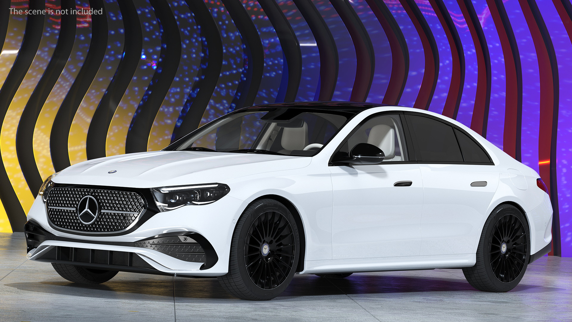Mercedes E-class White Color Rigged for Cinema 4D 3D model
