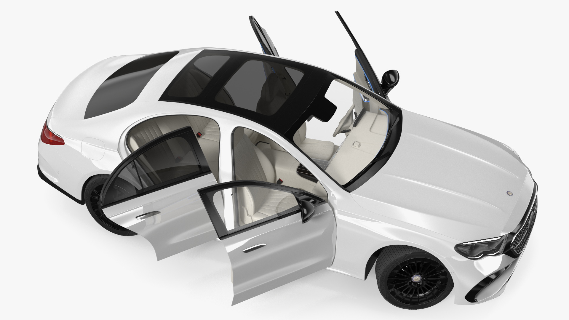 Mercedes E-class White Color Rigged for Cinema 4D 3D model