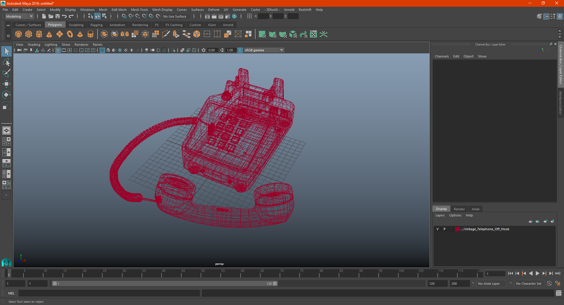 3D Vintage Telephone Off Hook
