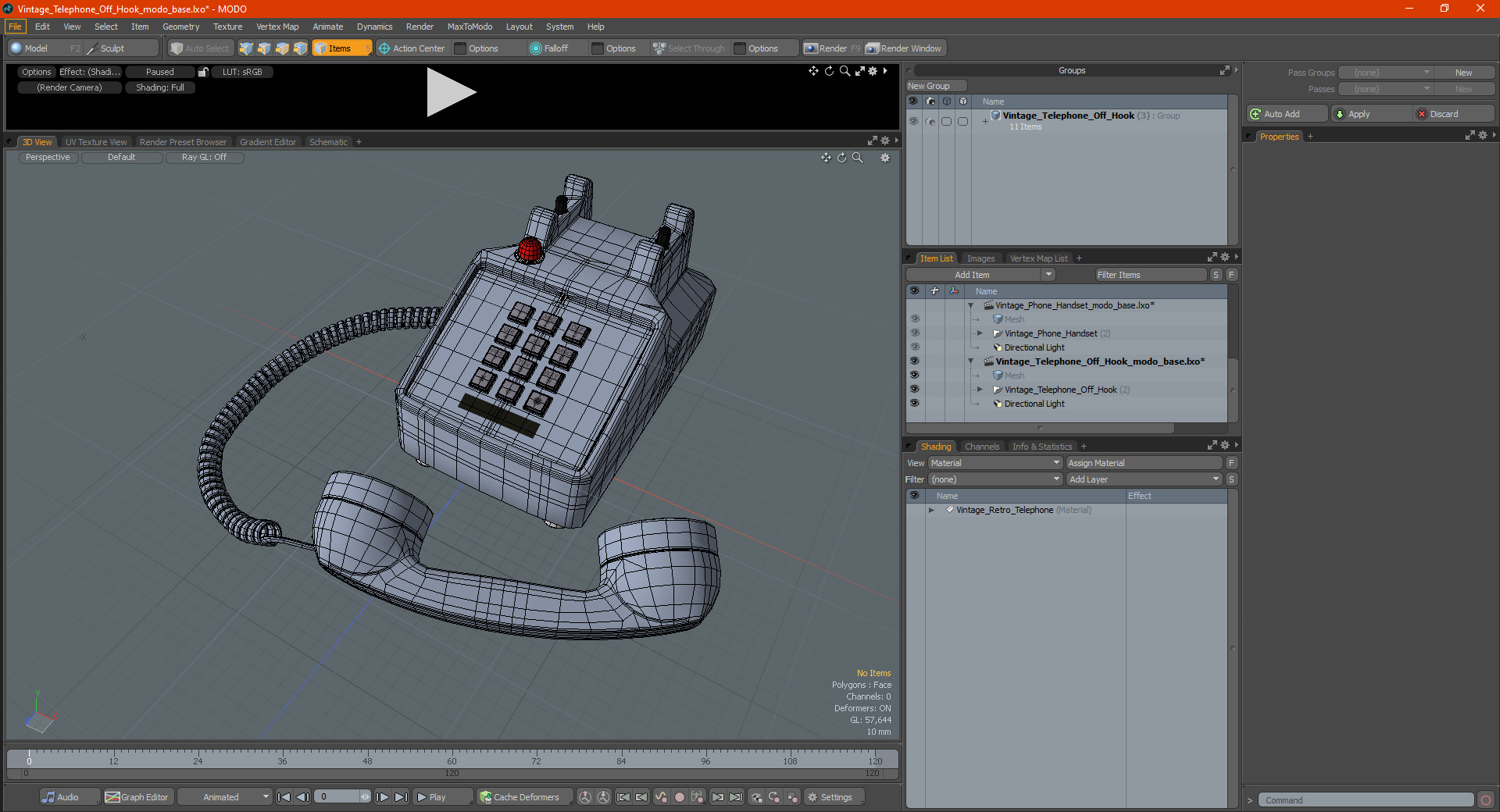 3D Vintage Telephone Off Hook