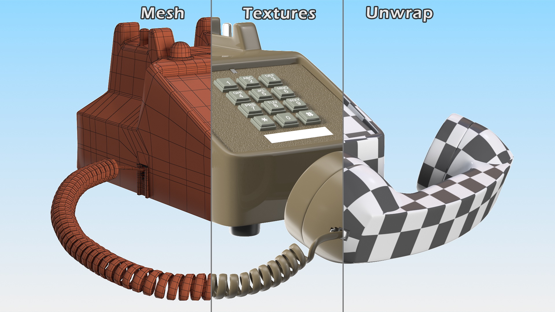 3D Vintage Telephone Off Hook