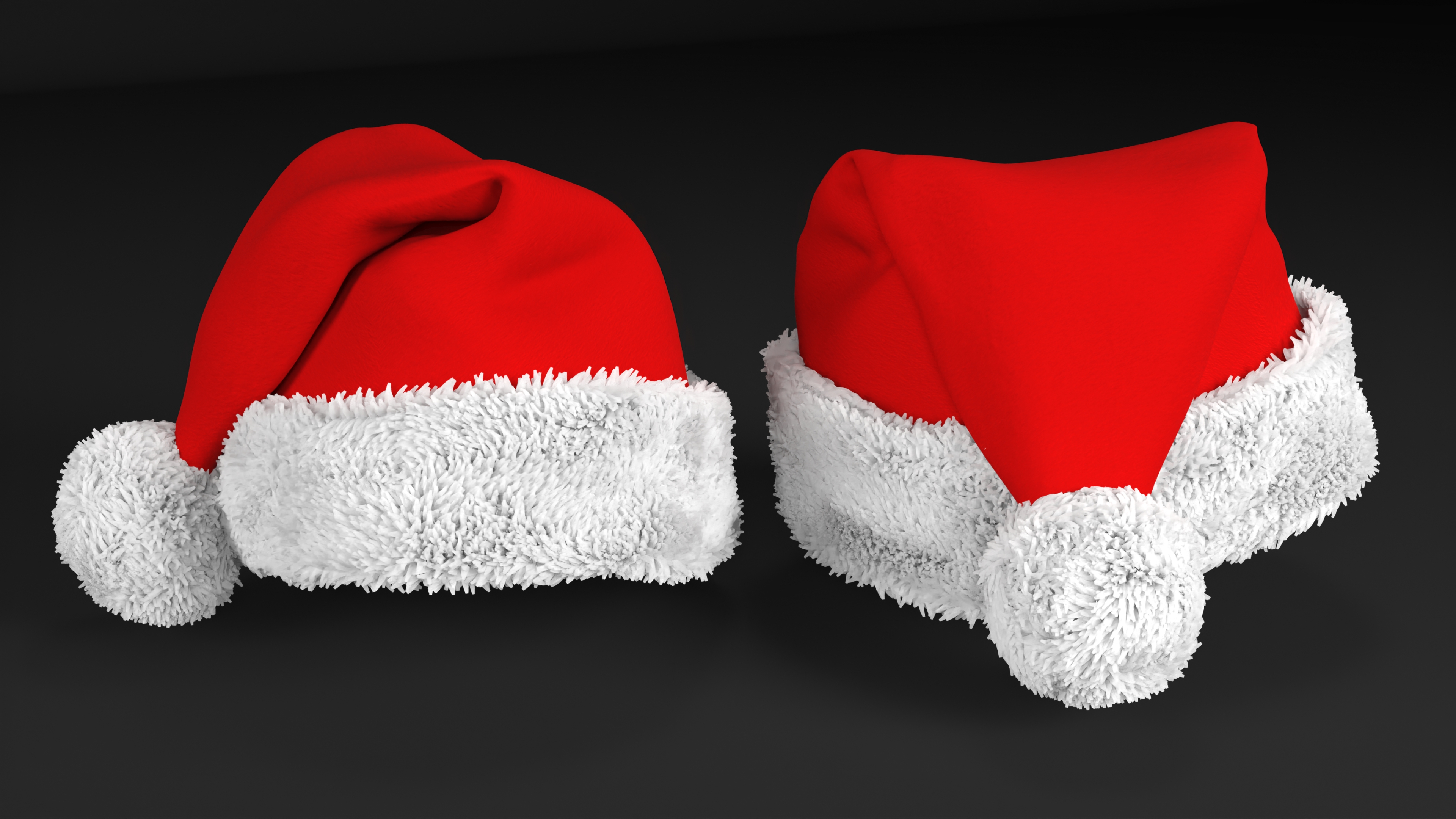3D Christmas Santa Claus Red Hat Fur model
