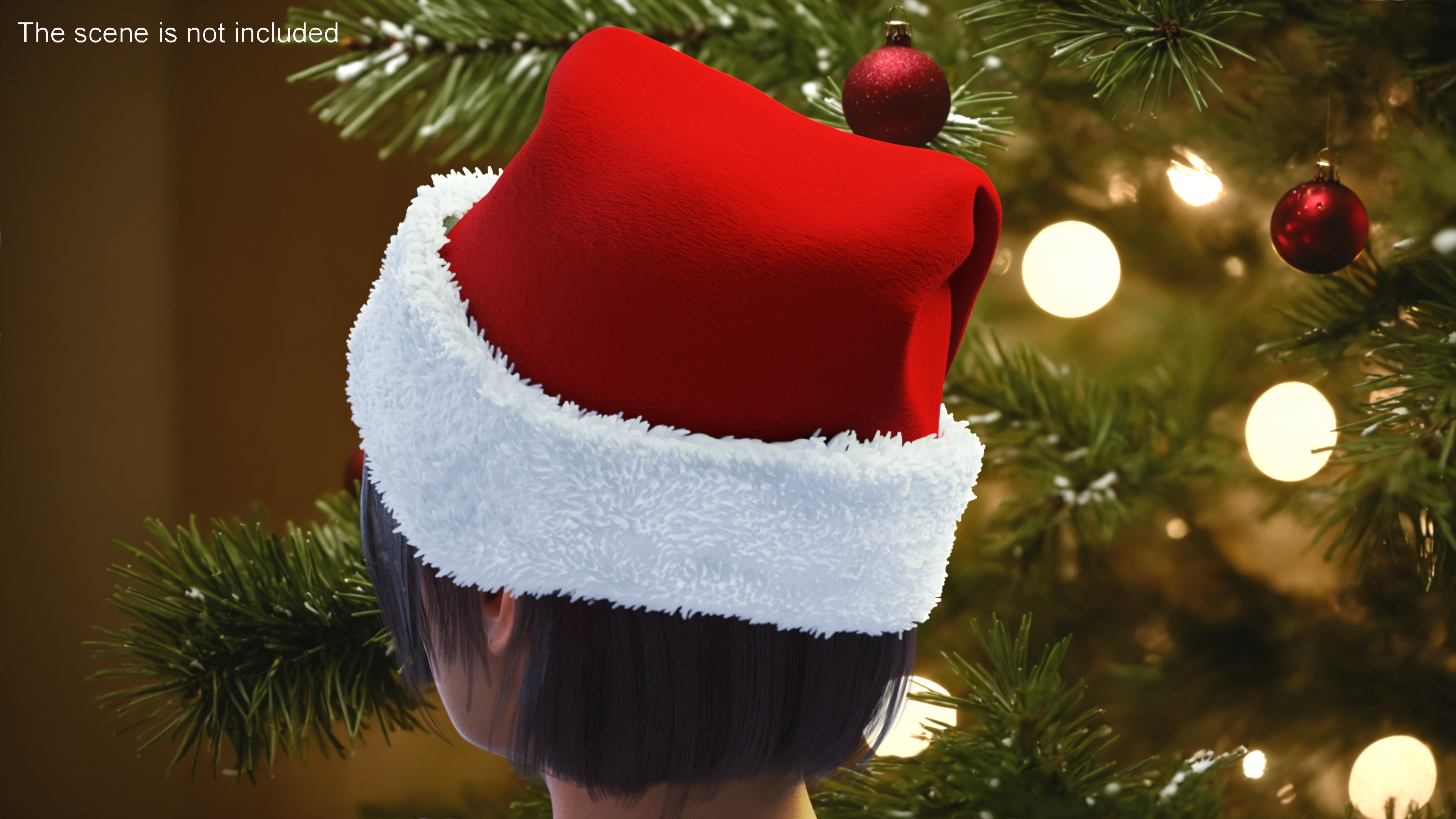 3D Christmas Santa Claus Red Hat Fur model