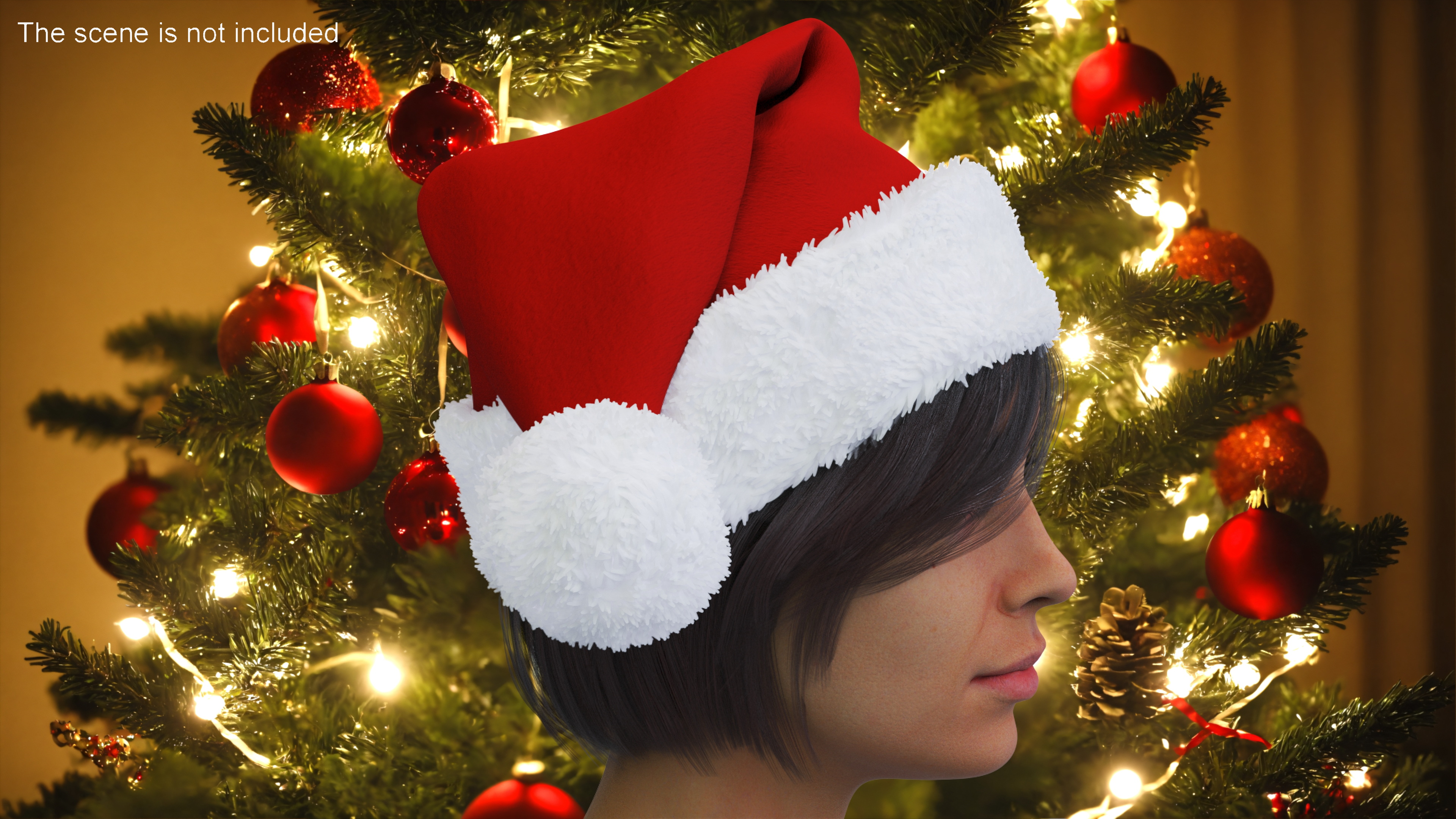 3D Christmas Santa Claus Red Hat Fur model