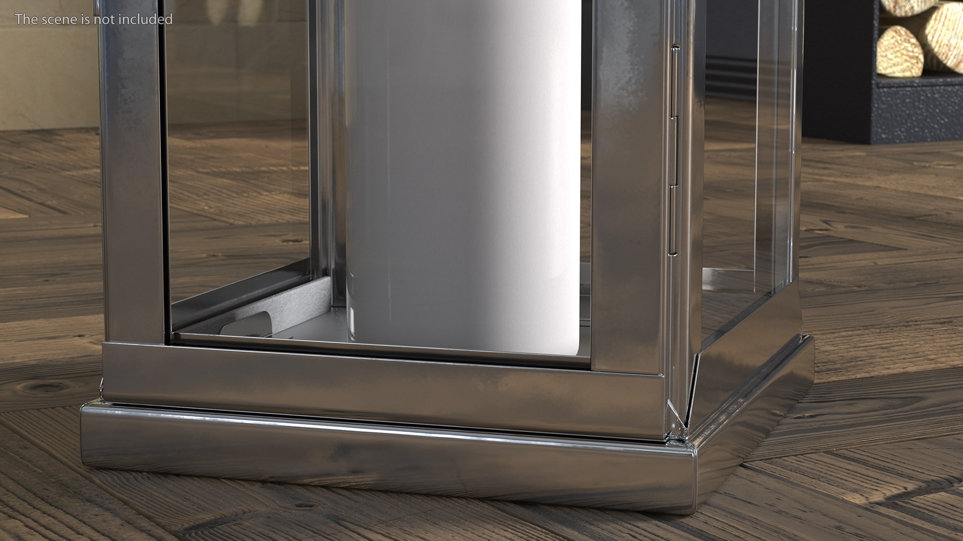 3D model Stainless Steel Lantern with Candle