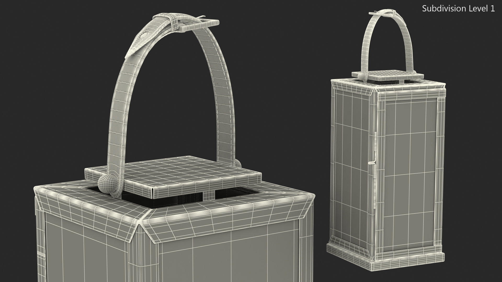 3D model Stainless Steel Lantern with Candle