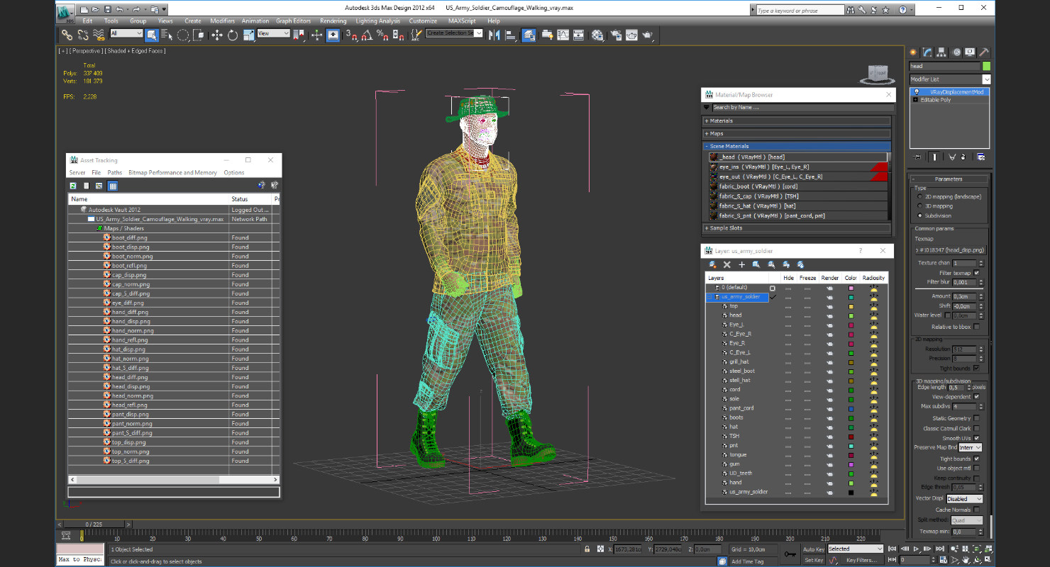US Army Soldier Camouflage Walking 3D model