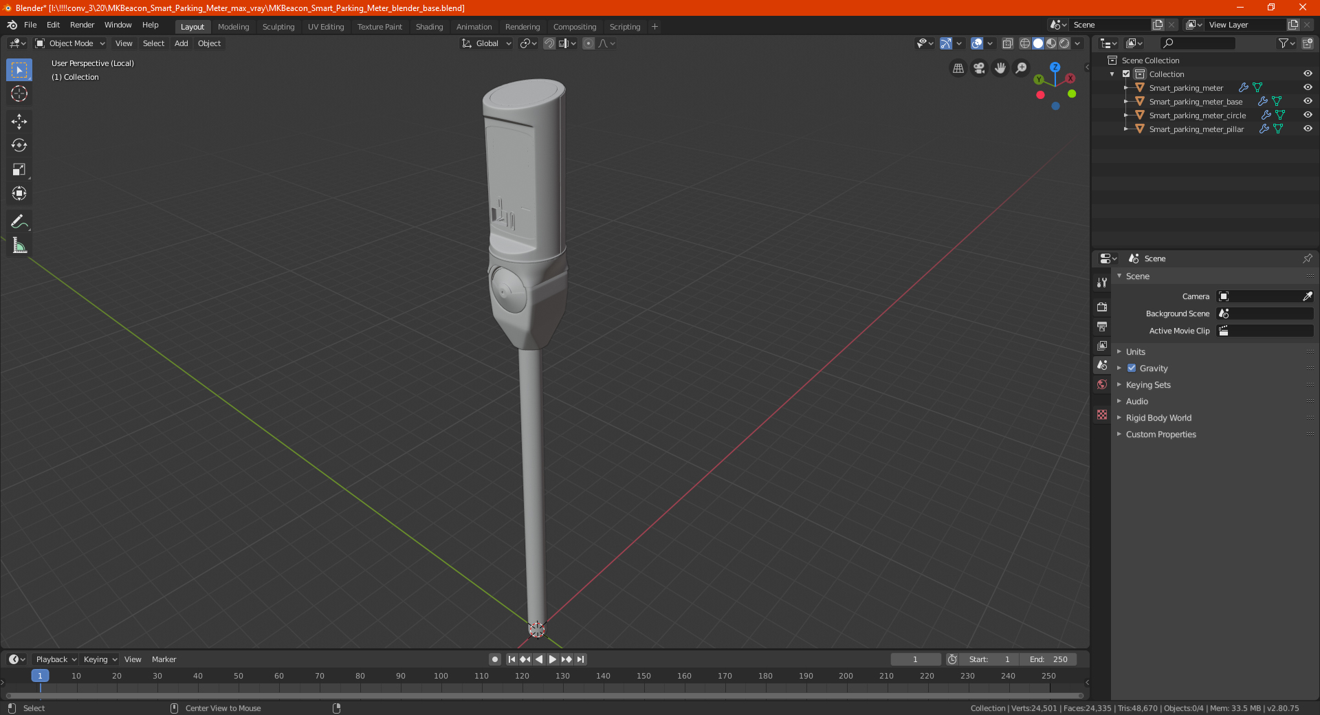 3D MKBeacon Smart Parking Meter model