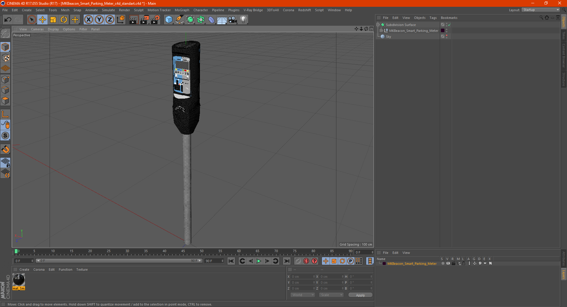3D MKBeacon Smart Parking Meter model