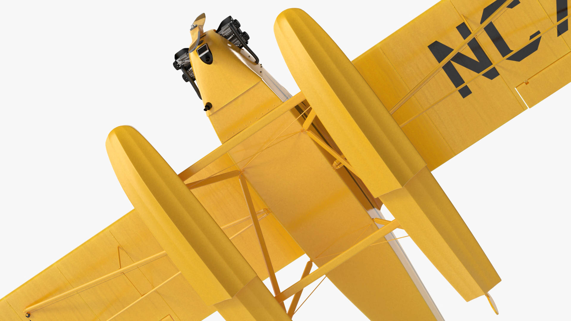 Classic Monoplane Aircraft Piper J-3 with Floats Rigged for Cinema 4D 3D model