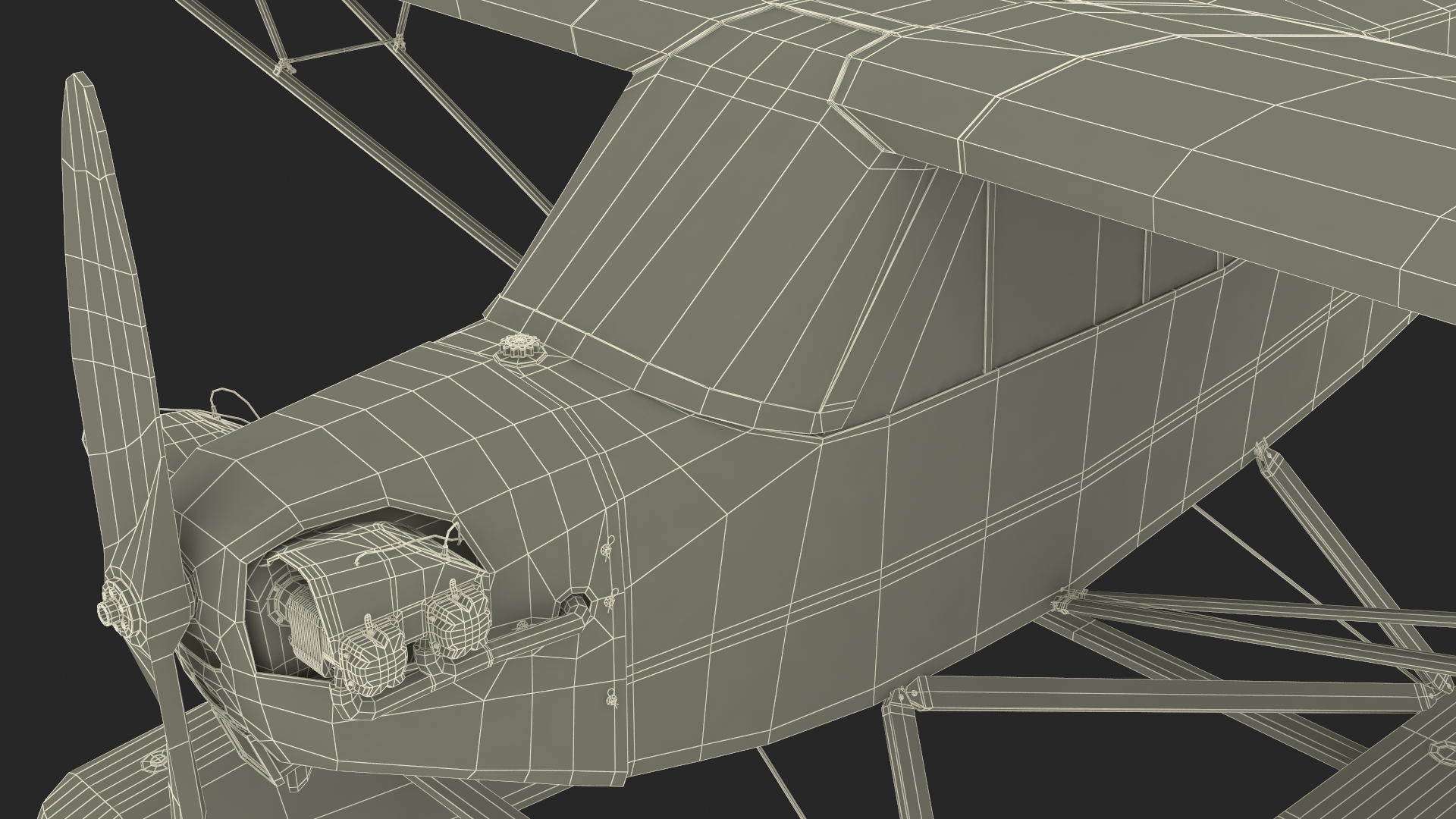 Classic Monoplane Aircraft Piper J-3 with Floats Rigged for Cinema 4D 3D model