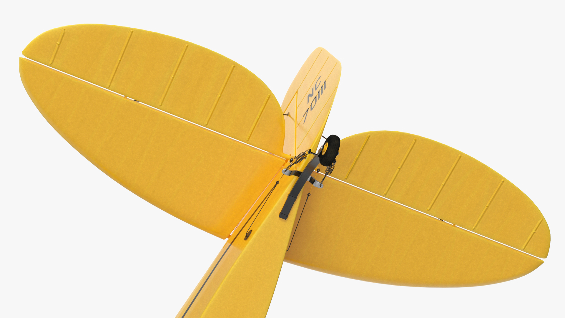 Classic Monoplane Aircraft Piper J-3 with Floats Rigged for Cinema 4D 3D model