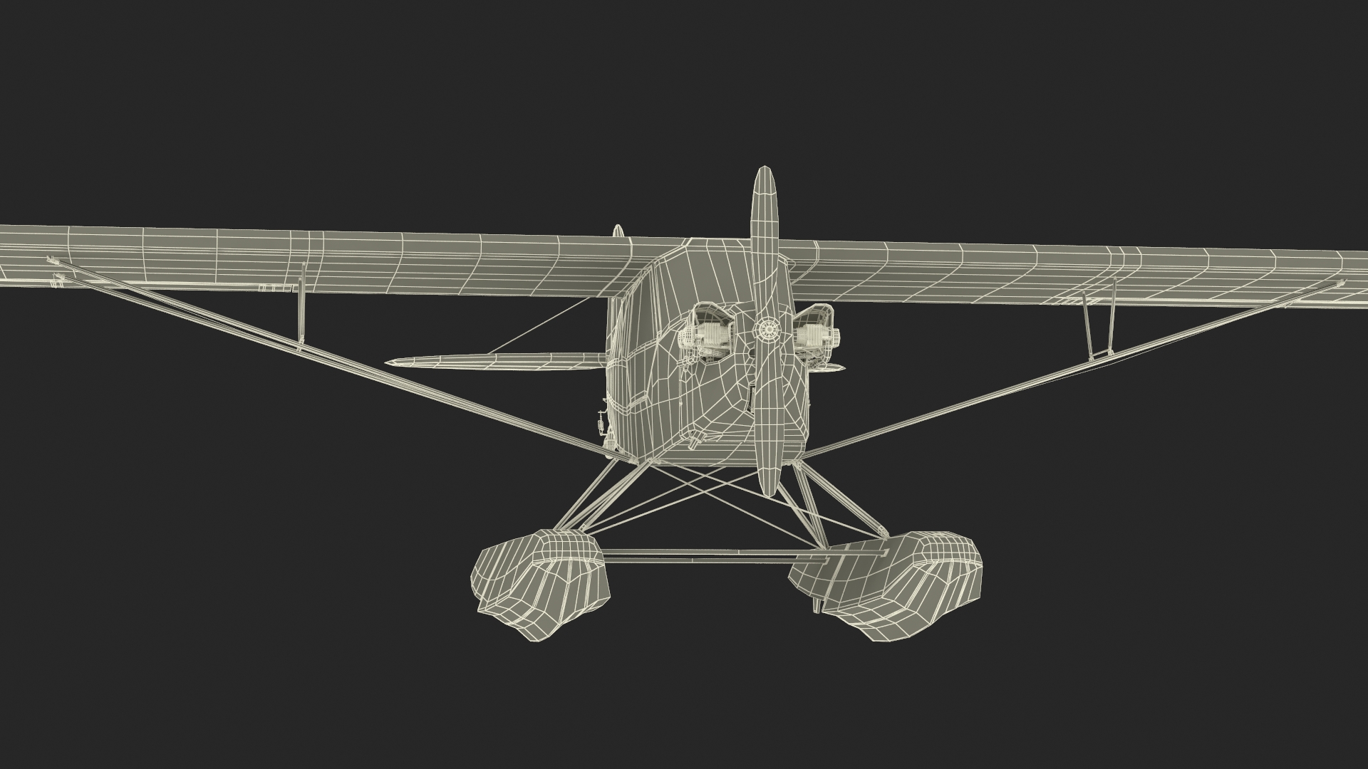 Classic Monoplane Aircraft Piper J-3 with Floats Rigged for Cinema 4D 3D model