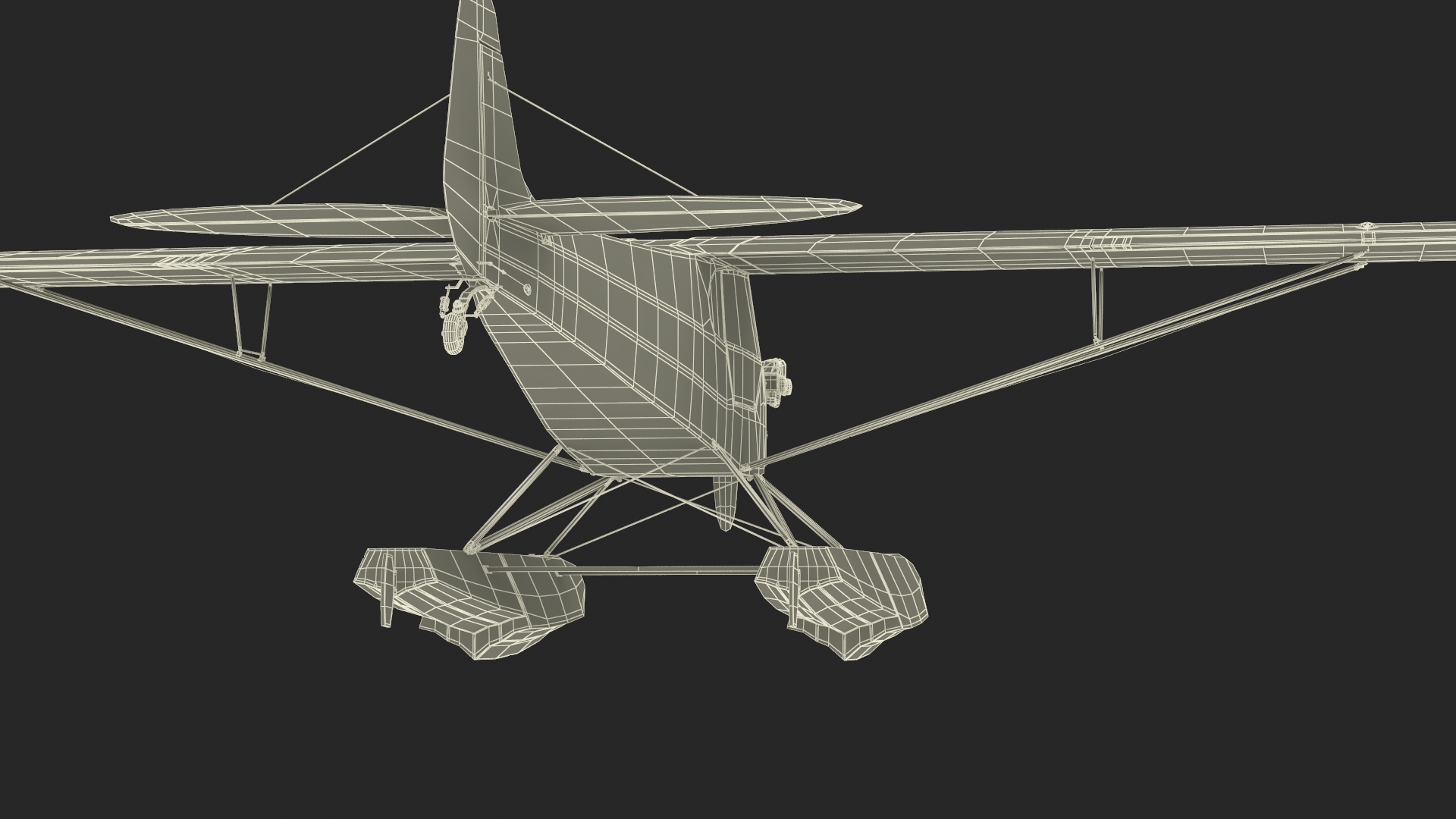 Classic Monoplane Aircraft Piper J-3 with Floats Rigged for Cinema 4D 3D model