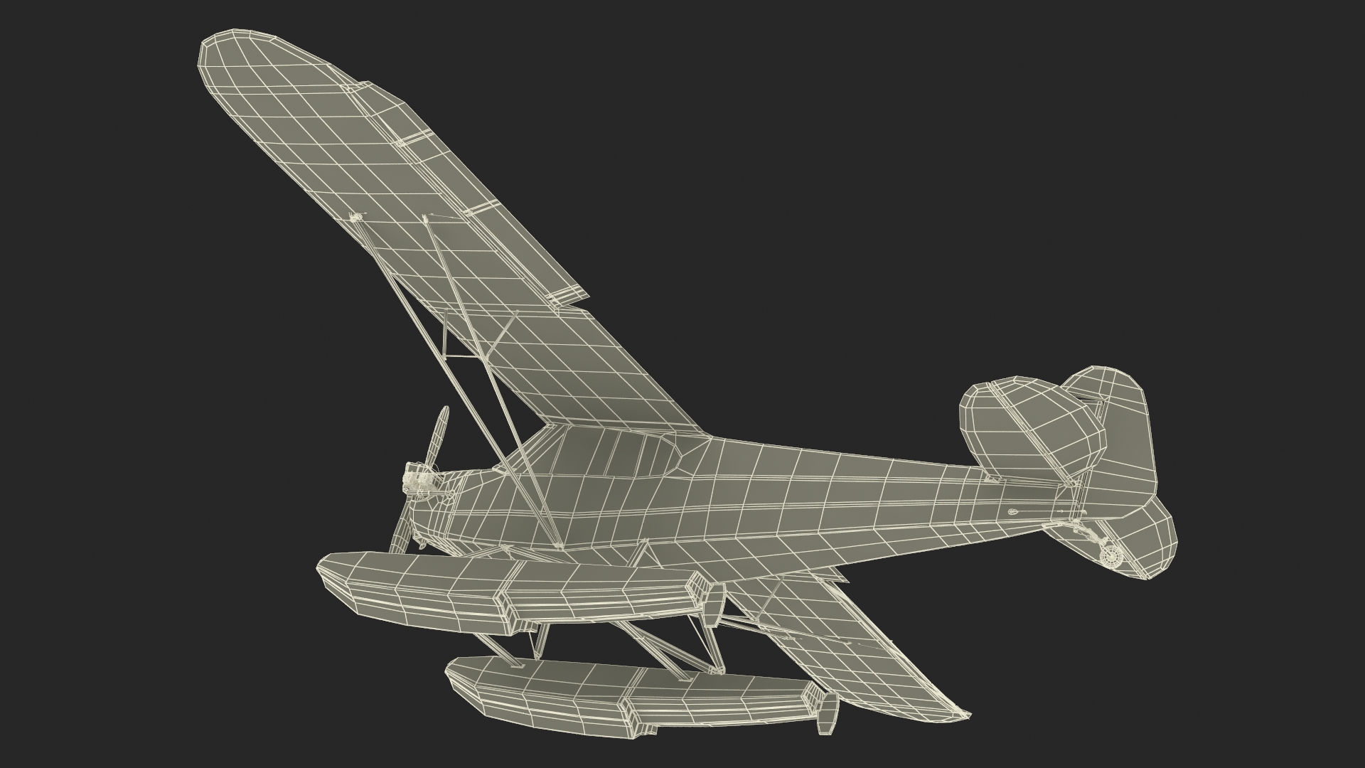 Classic Monoplane Aircraft Piper J-3 with Floats Rigged for Cinema 4D 3D model