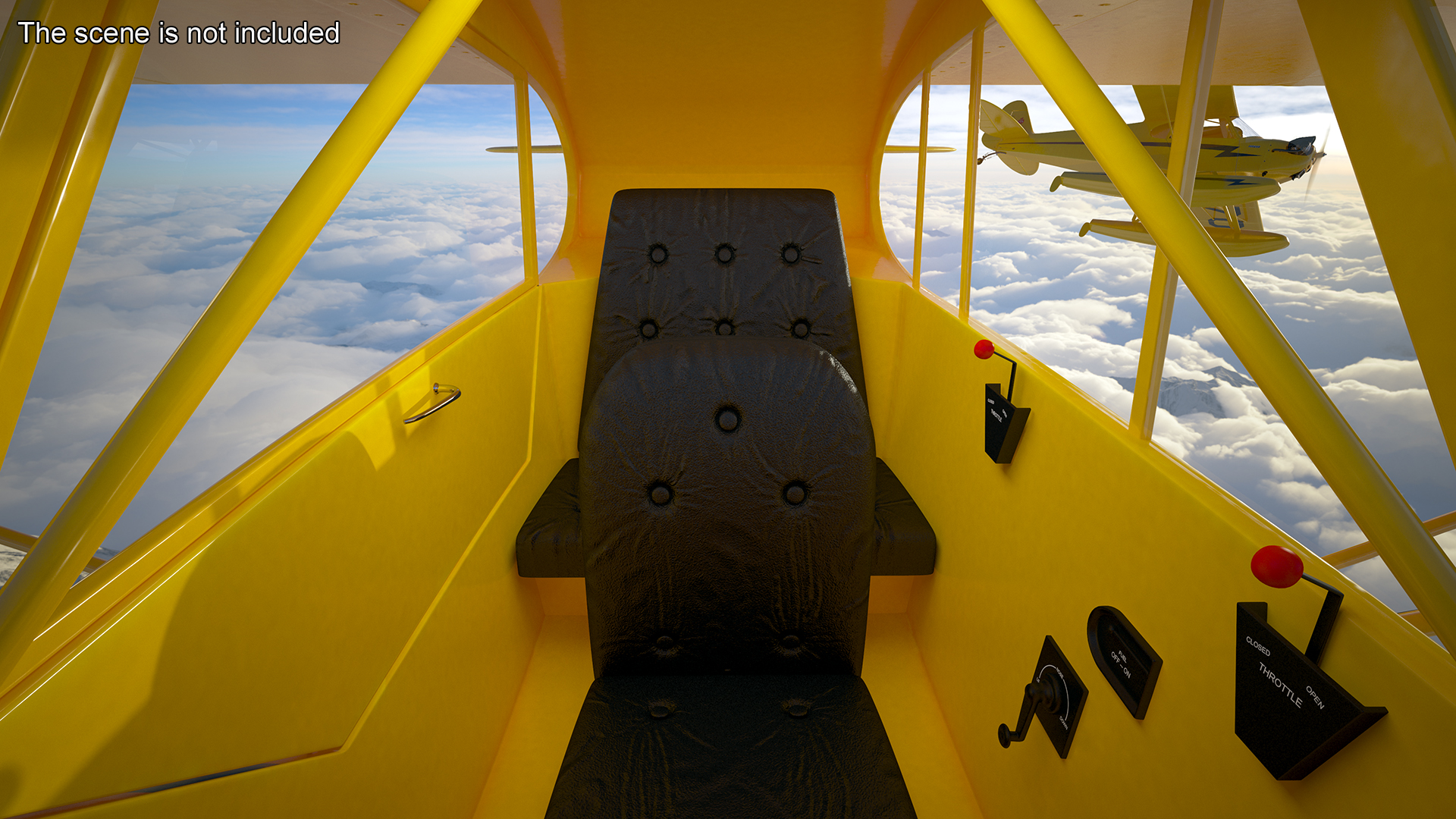 Classic Monoplane Aircraft Piper J-3 with Floats Rigged for Cinema 4D 3D model