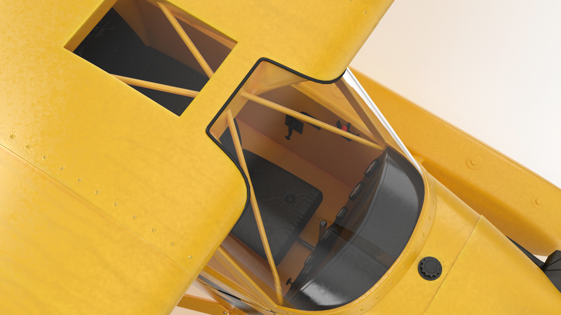 Classic Monoplane Aircraft Piper J-3 with Floats Rigged for Cinema 4D 3D model
