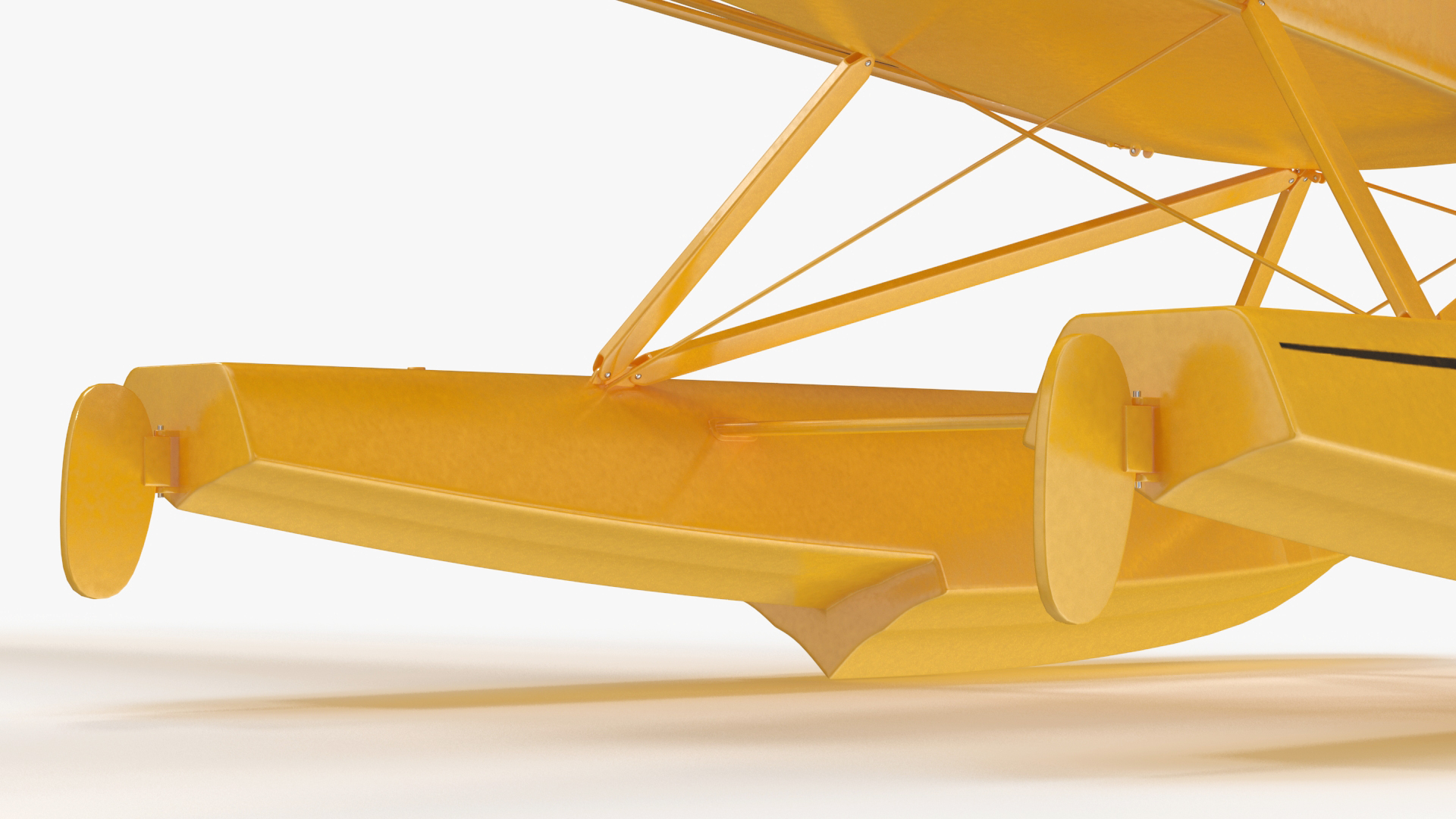Classic Monoplane Aircraft Piper J-3 with Floats Rigged for Cinema 4D 3D model
