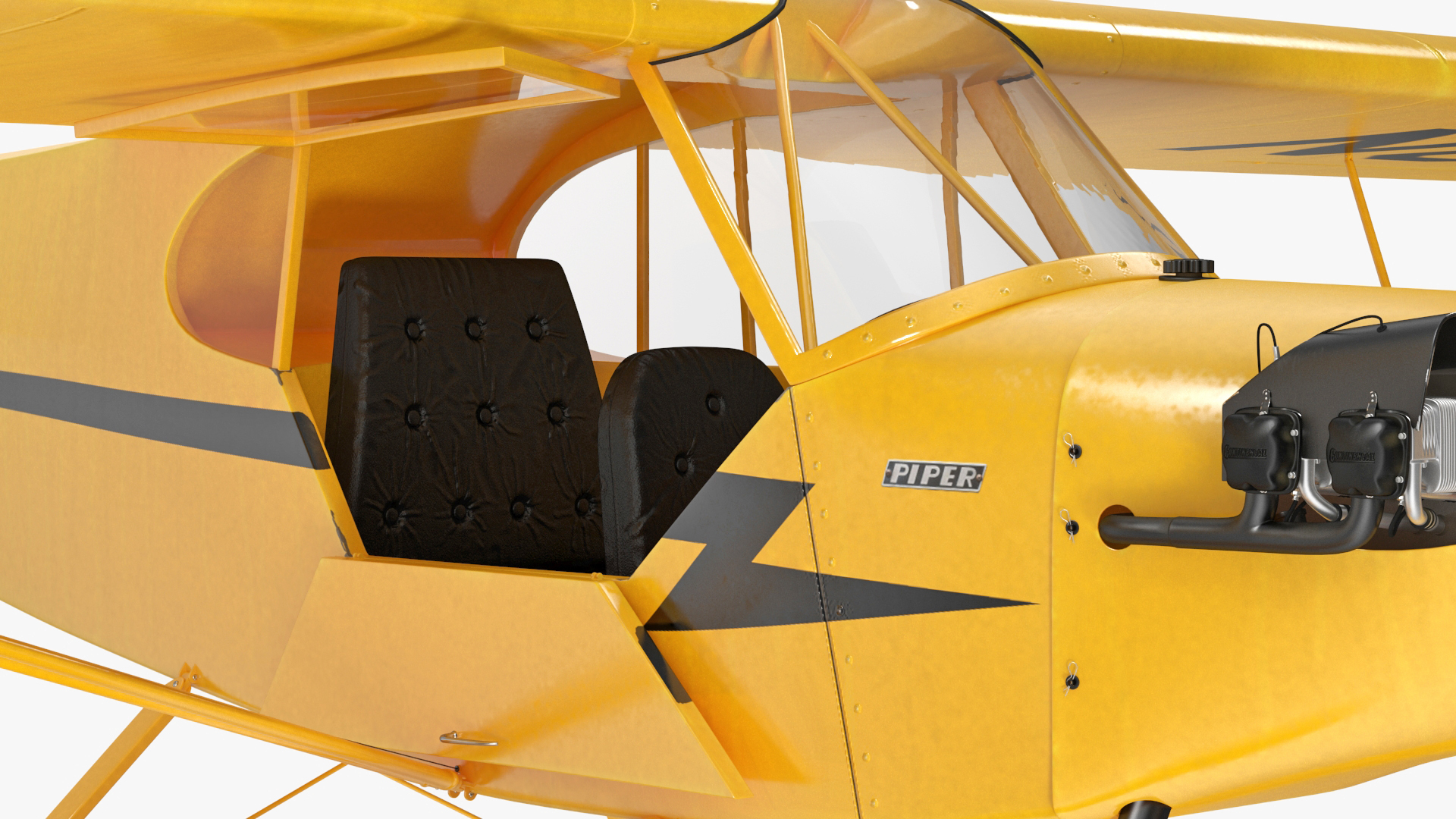 Classic Monoplane Aircraft Piper J-3 with Floats Rigged for Cinema 4D 3D model
