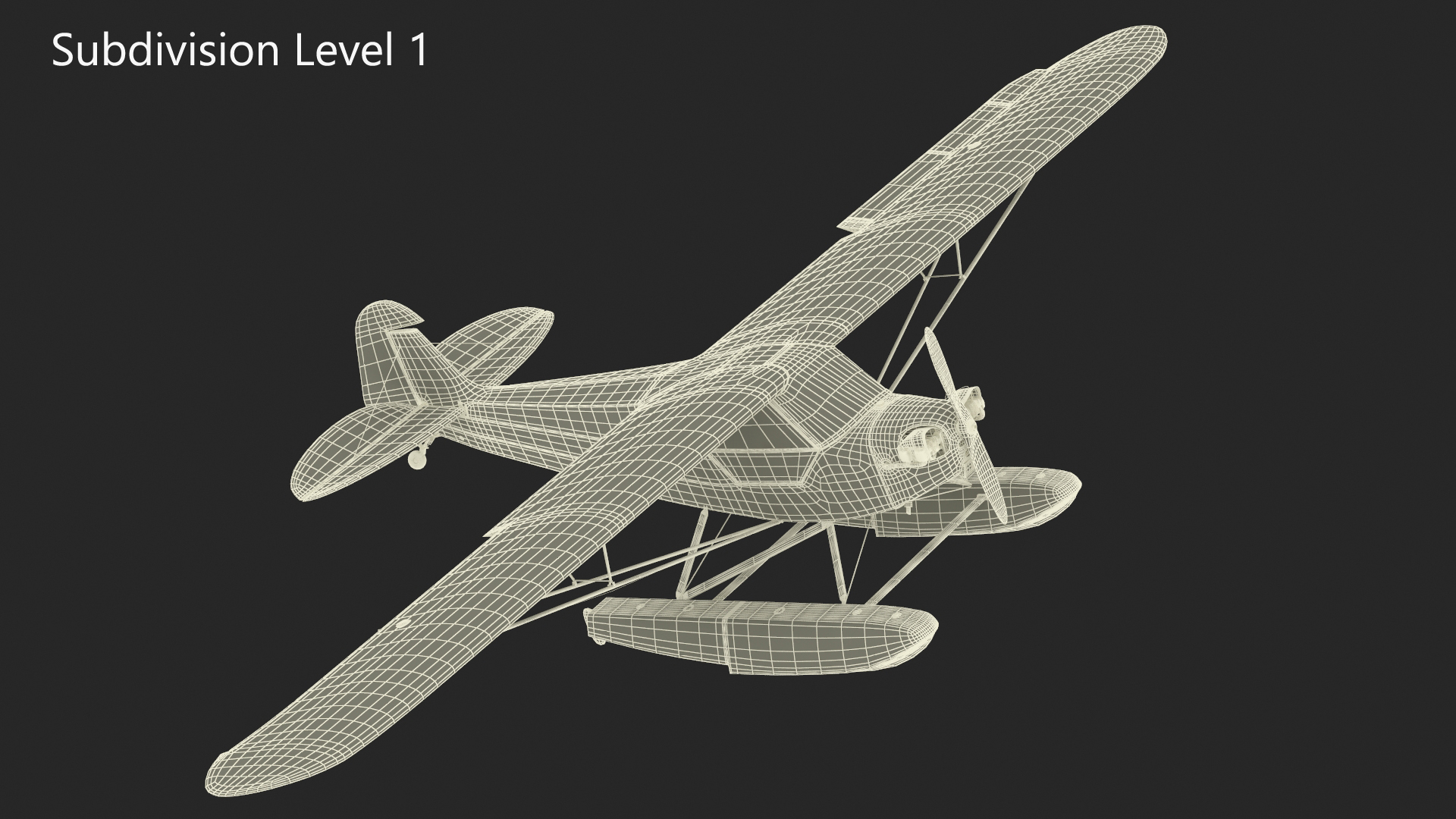Classic Monoplane Aircraft Piper J-3 with Floats Rigged for Cinema 4D 3D model