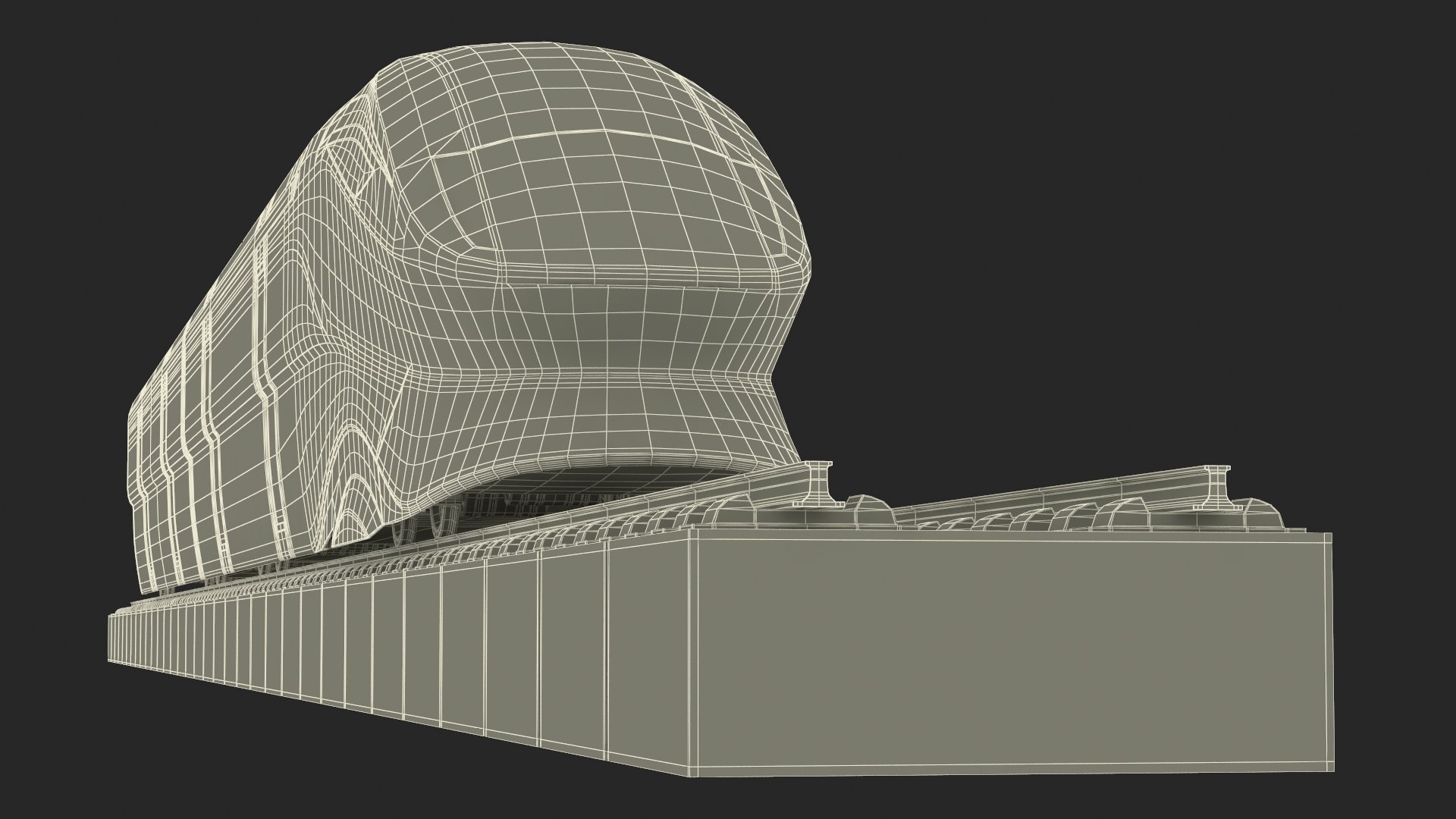 Futuristic Passenger Train on the Rails 3D model
