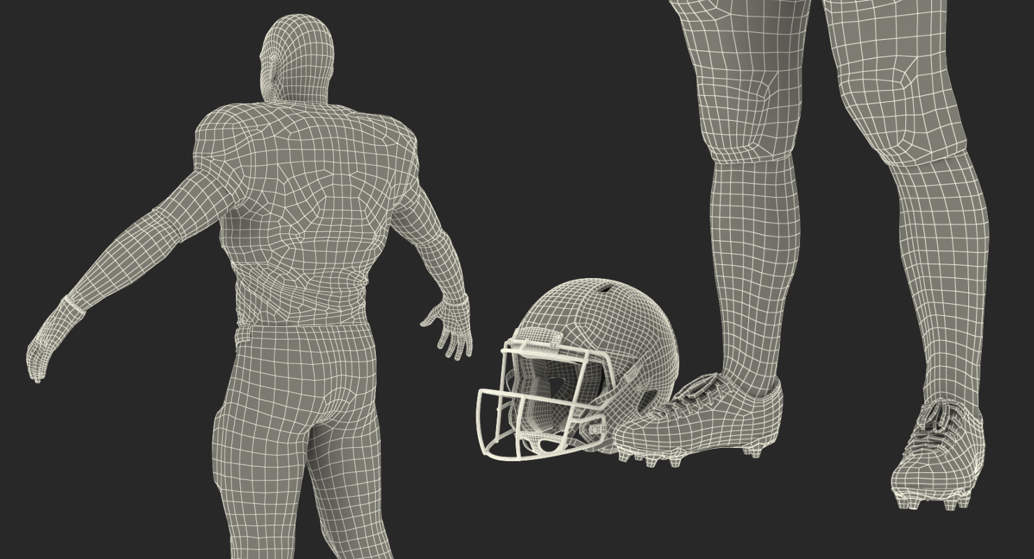3D American Football Player Fur model