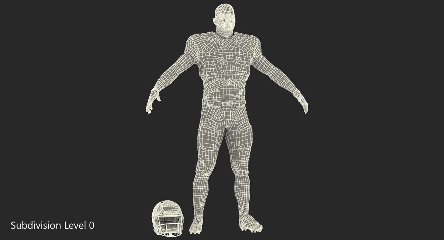 3D American Football Player Fur model