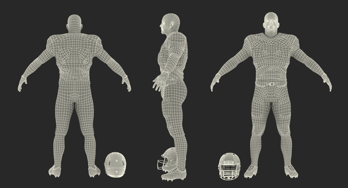 3D American Football Player Fur model