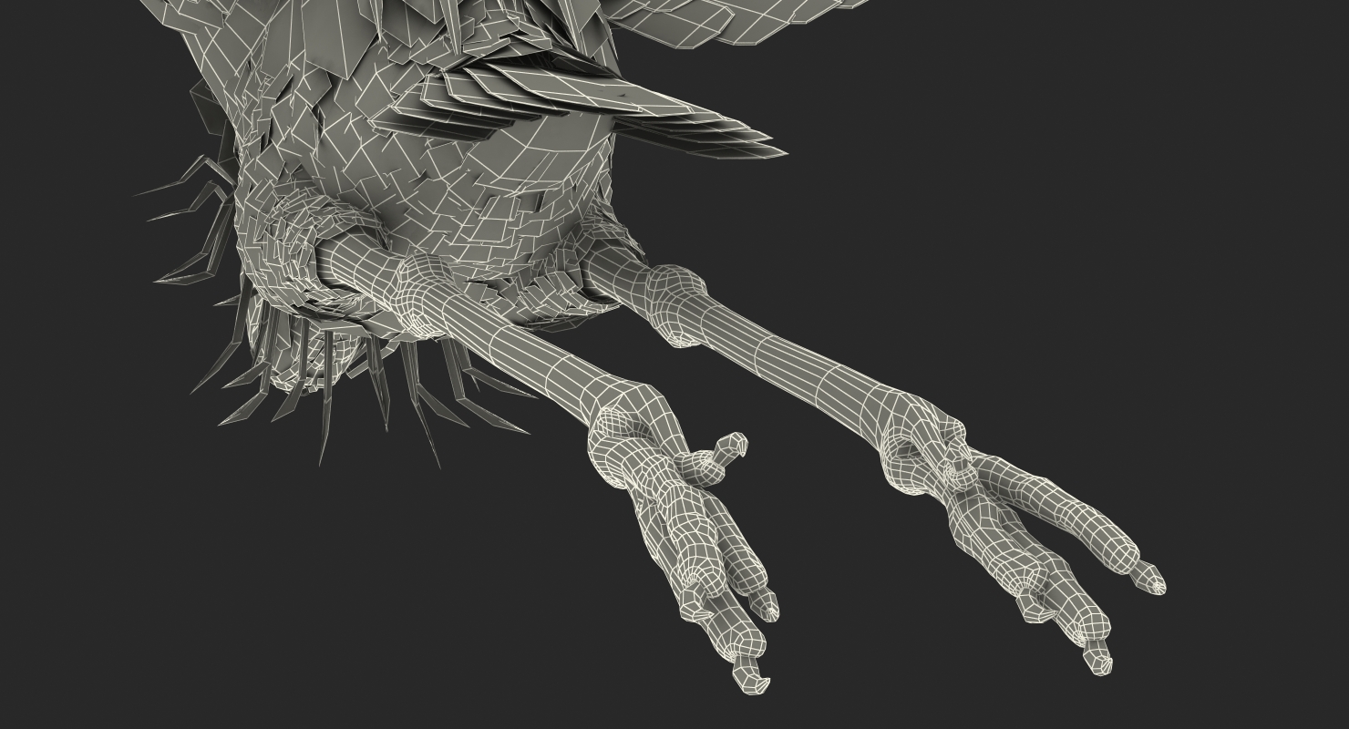 3D Great Blue Heron in Flight