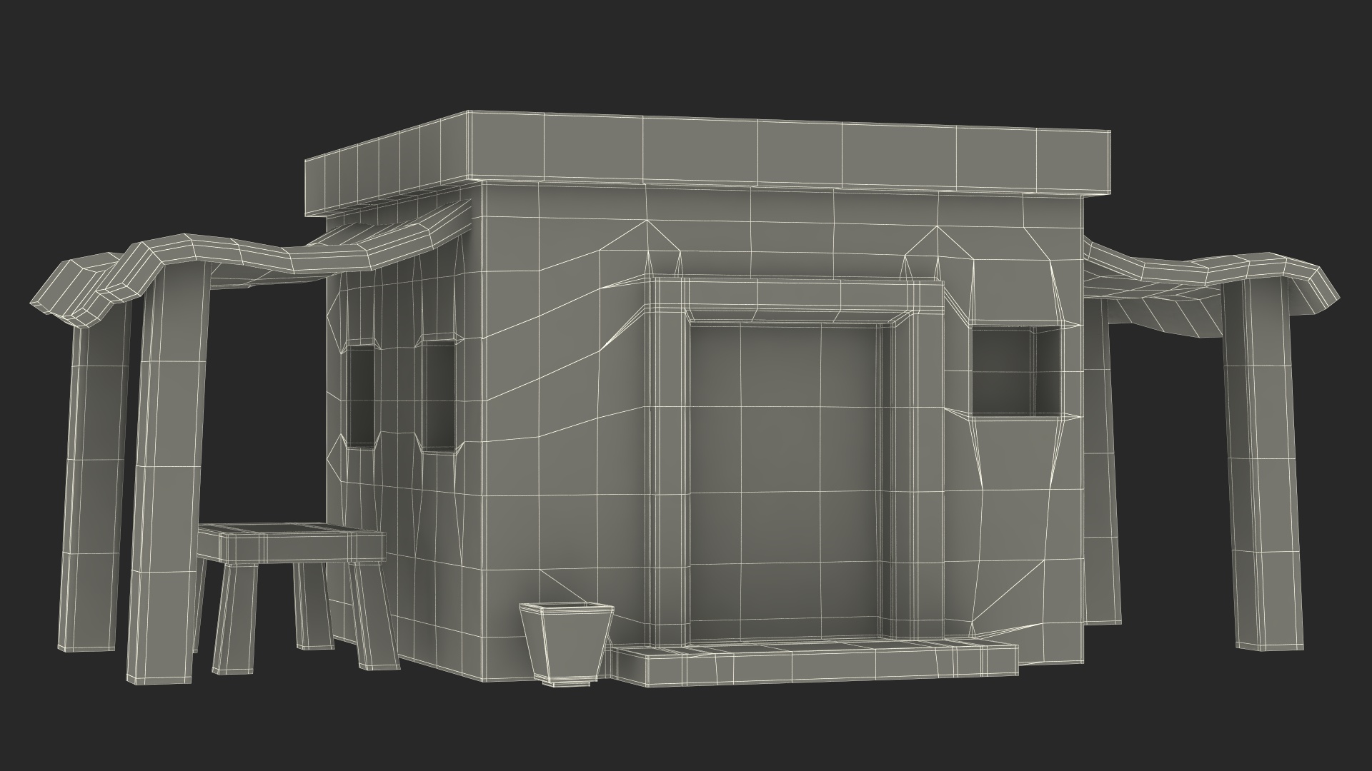 Realistic Arabian House with Sheds and Bench 3D model