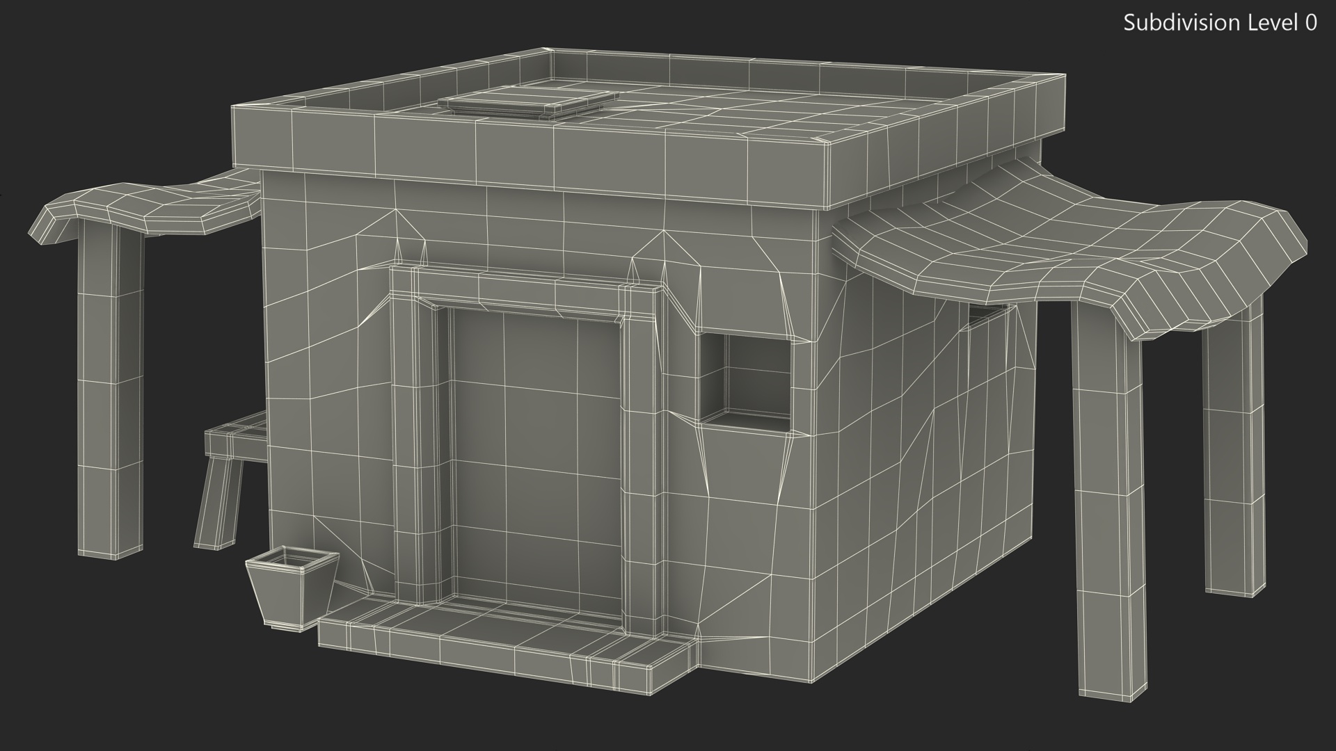 Realistic Arabian House with Sheds and Bench 3D model