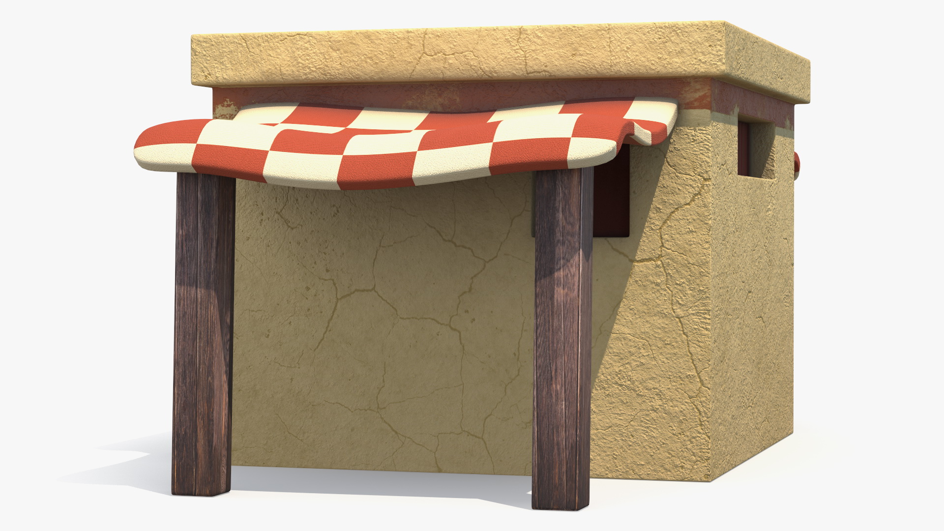 Realistic Arabian House with Sheds and Bench 3D model