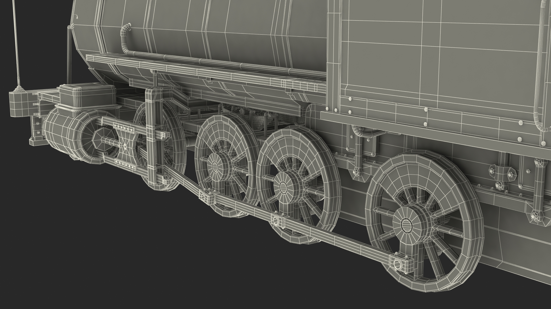 Vintage Steam Locomotive and Wagon 3D model